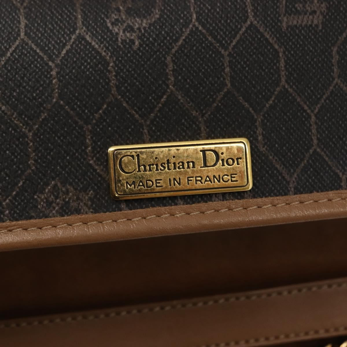 Christian Dior Vintage Honeycomb Chain Canvas Black Canvas Shoulder Bag Bag (Pre-Owned)
