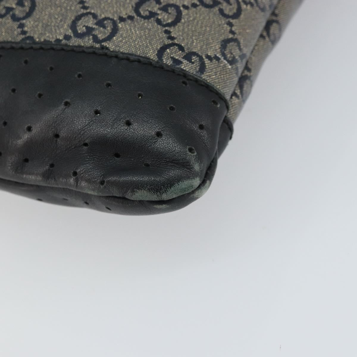 Gucci Zip Messenger Gg Canvas With Perforated Leather Navy Canvas Shoulder Bag Bag (Pre-Owned)