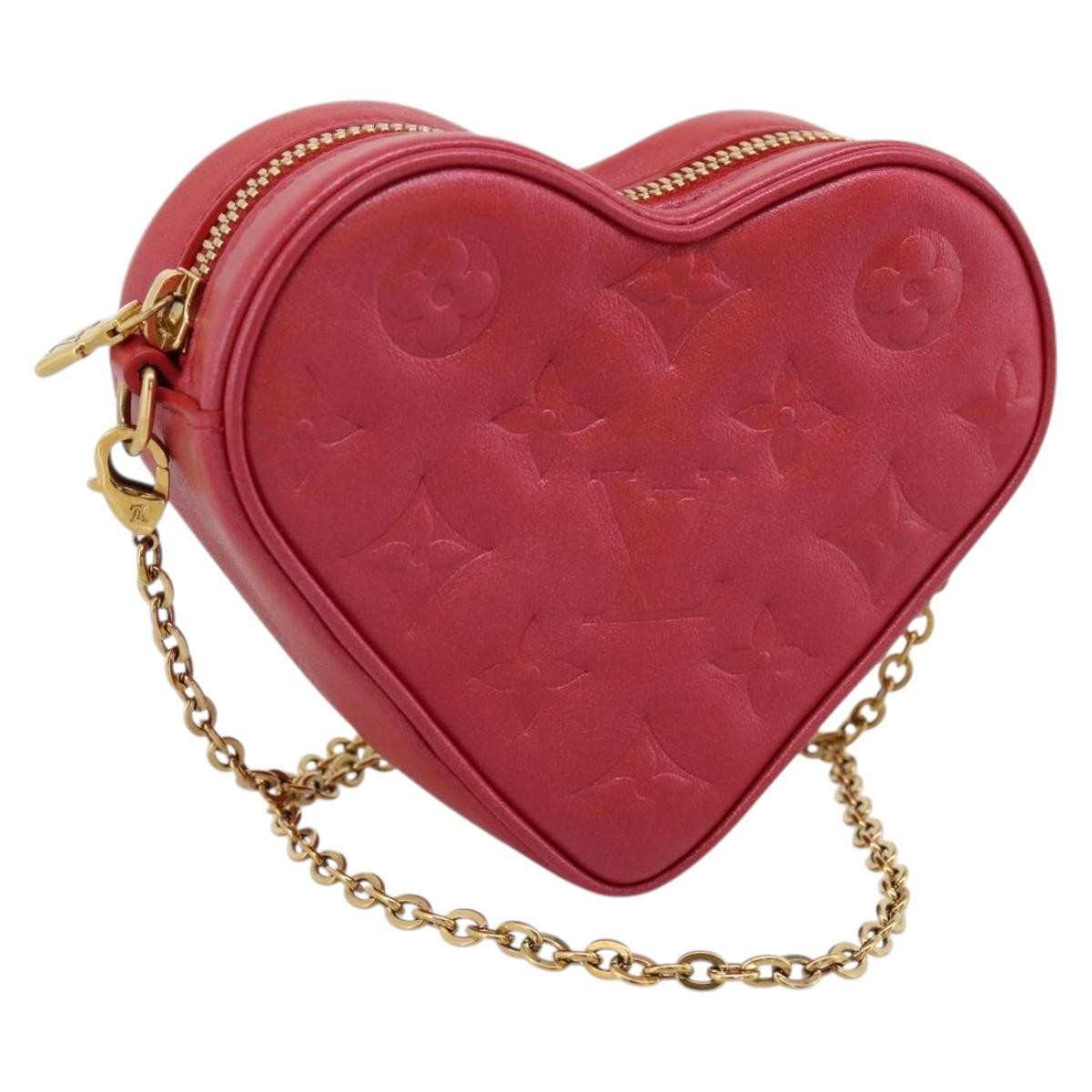 Louis Vuitton Coeur Heart On Chain Monogram Embossed Lambskin Red Leather Clutche & Pouche Bag (Pre-Owned)