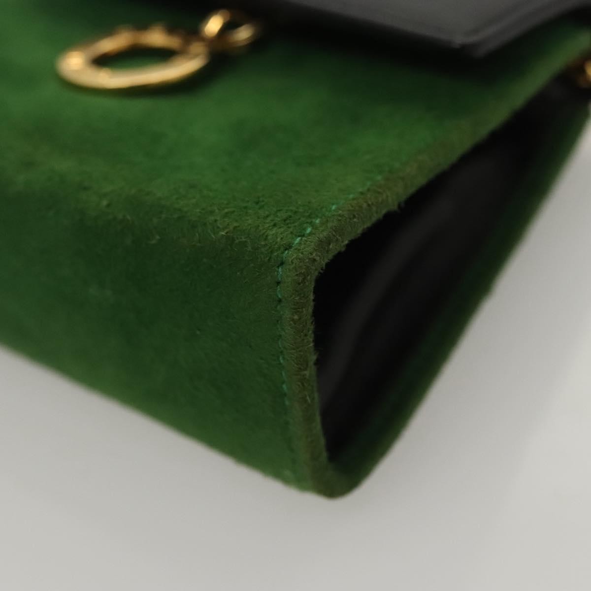 Celine Circle Logo Suede Green Suede Clutche & Pouche Bag (Pre-Owned)