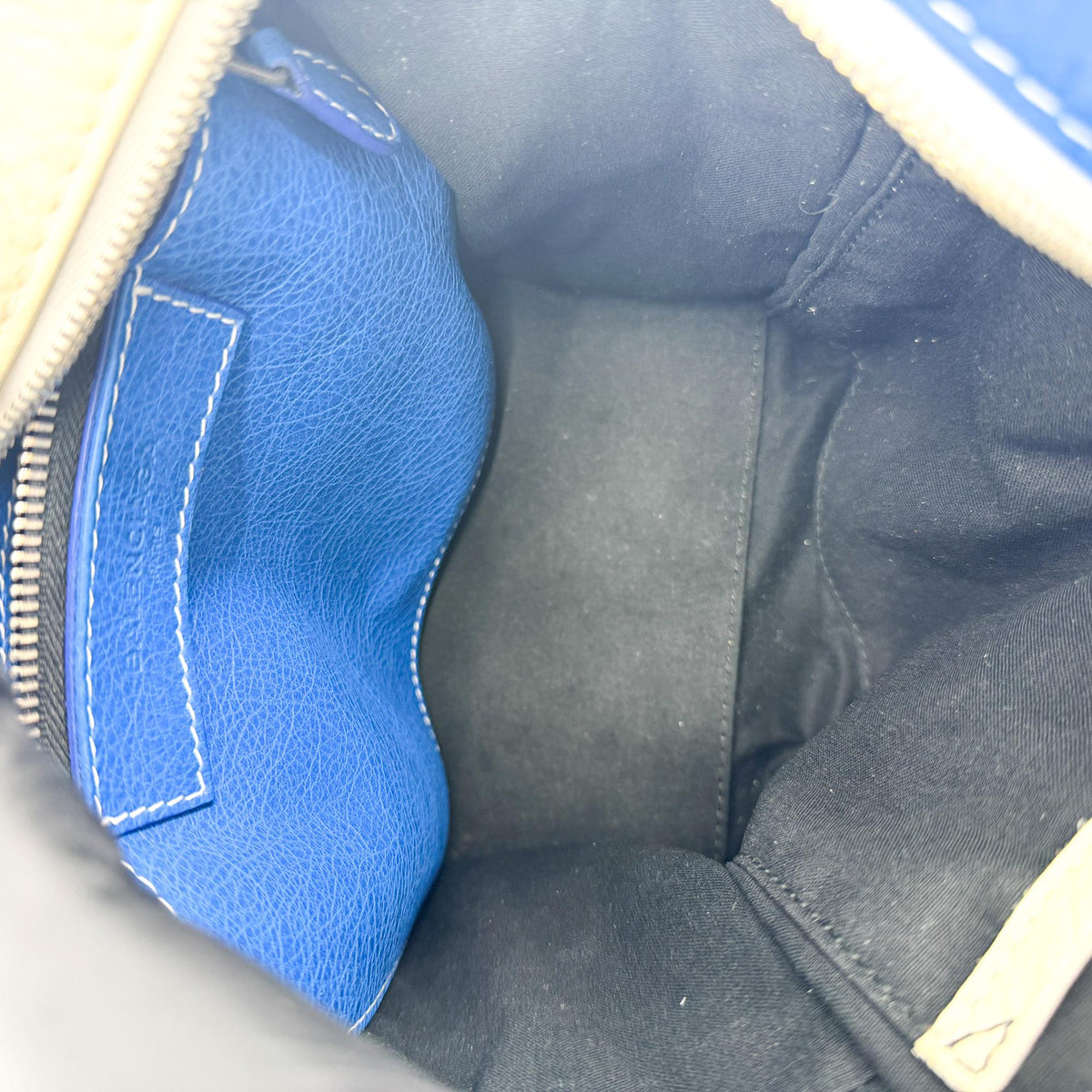 Balenciaga Bazar Striped Leather Blue Leather Tote Bag Bag (Pre-Owned)