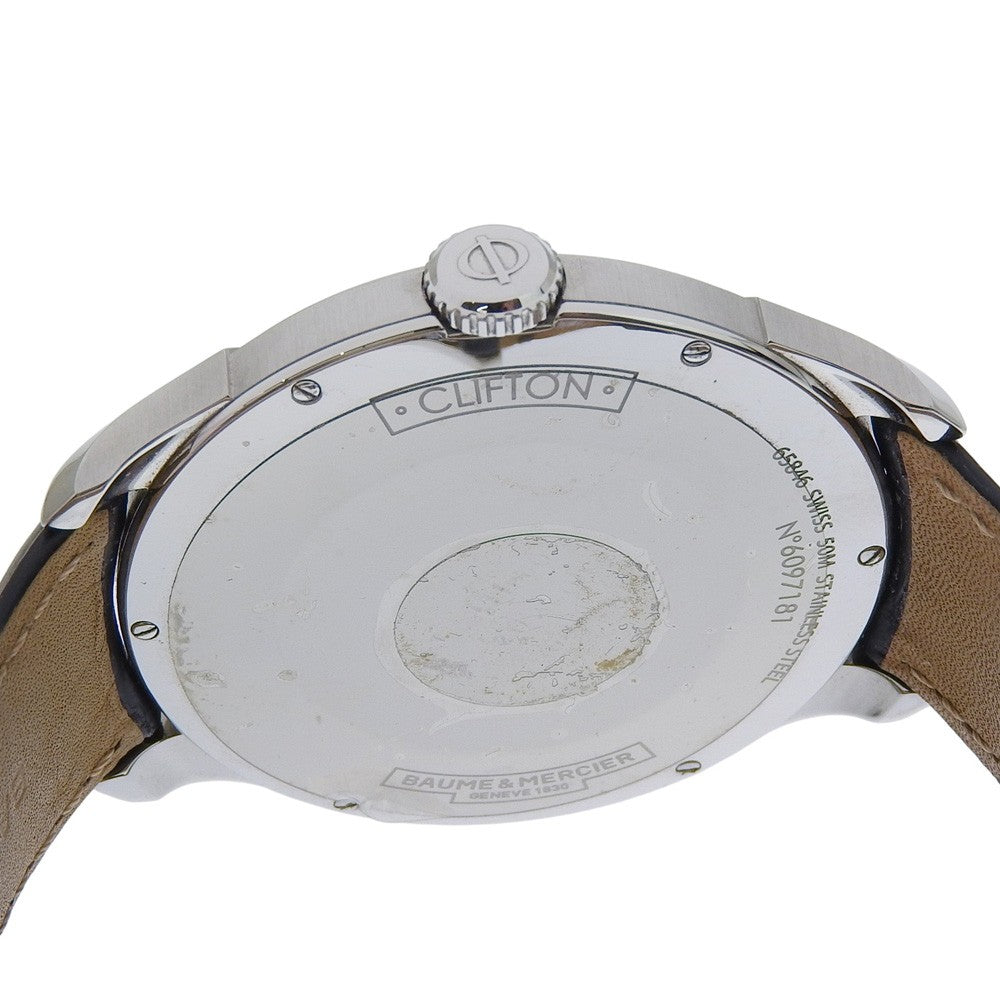 Baume & Mercier Clifton Stainless Steel And Leather Watch (Pre-Owned)