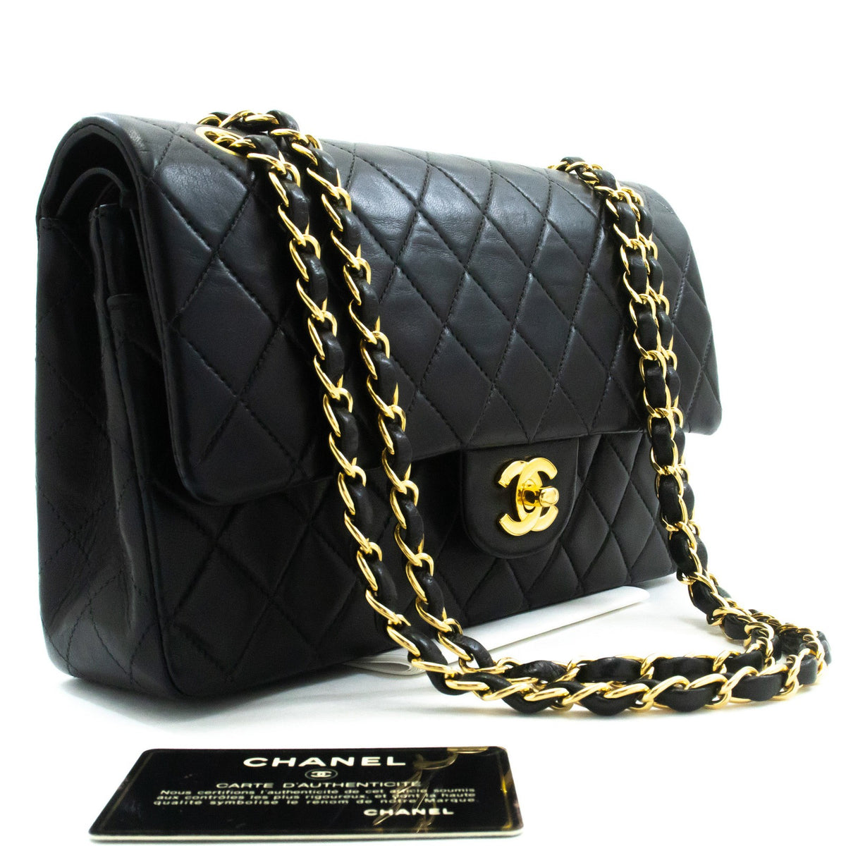Chanel Classic Bowler Quilted Caviar Black Leather Handbag (Pre-Owned)