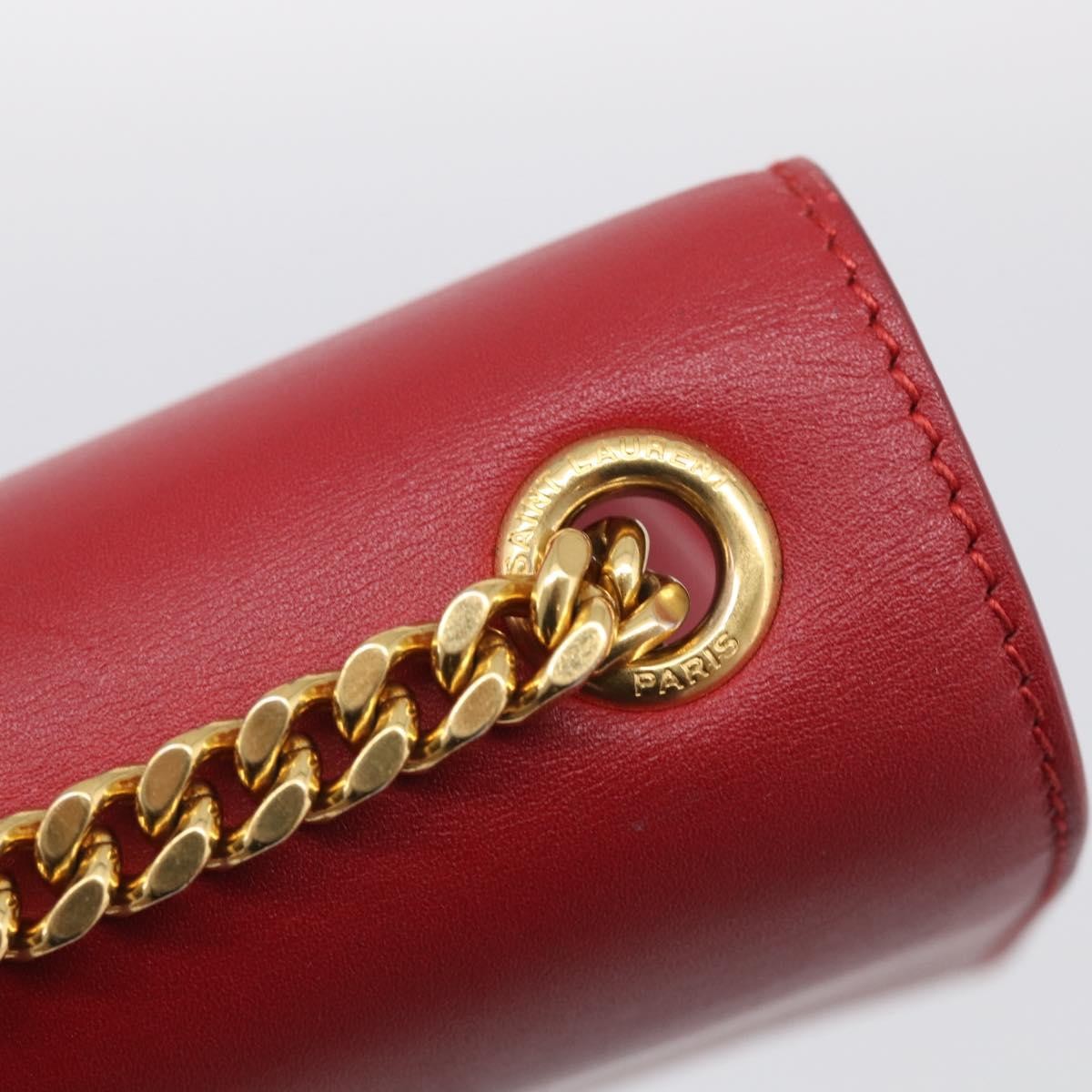 Saint Laurent Classic Monogram Leather Red Leather Crossbody Bag Bag (Pre-Owned)