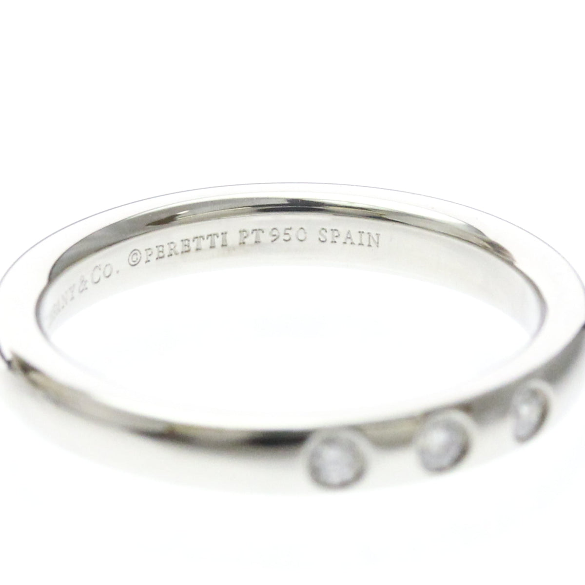 Tiffany & Co. Elsa Peretti 3 Diamond Stacking Band Platinum Silver Platinum Ring Jewelry (Pre-Owned)