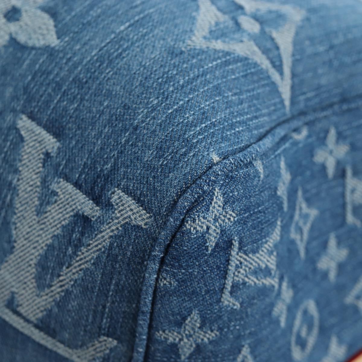 Louis Vuitton Keepall Bandouliere Limited Edition Monogram Watercolor Stripes Denim Blue Denim_Jeans Travel Bag Bag (Pre-Owned)