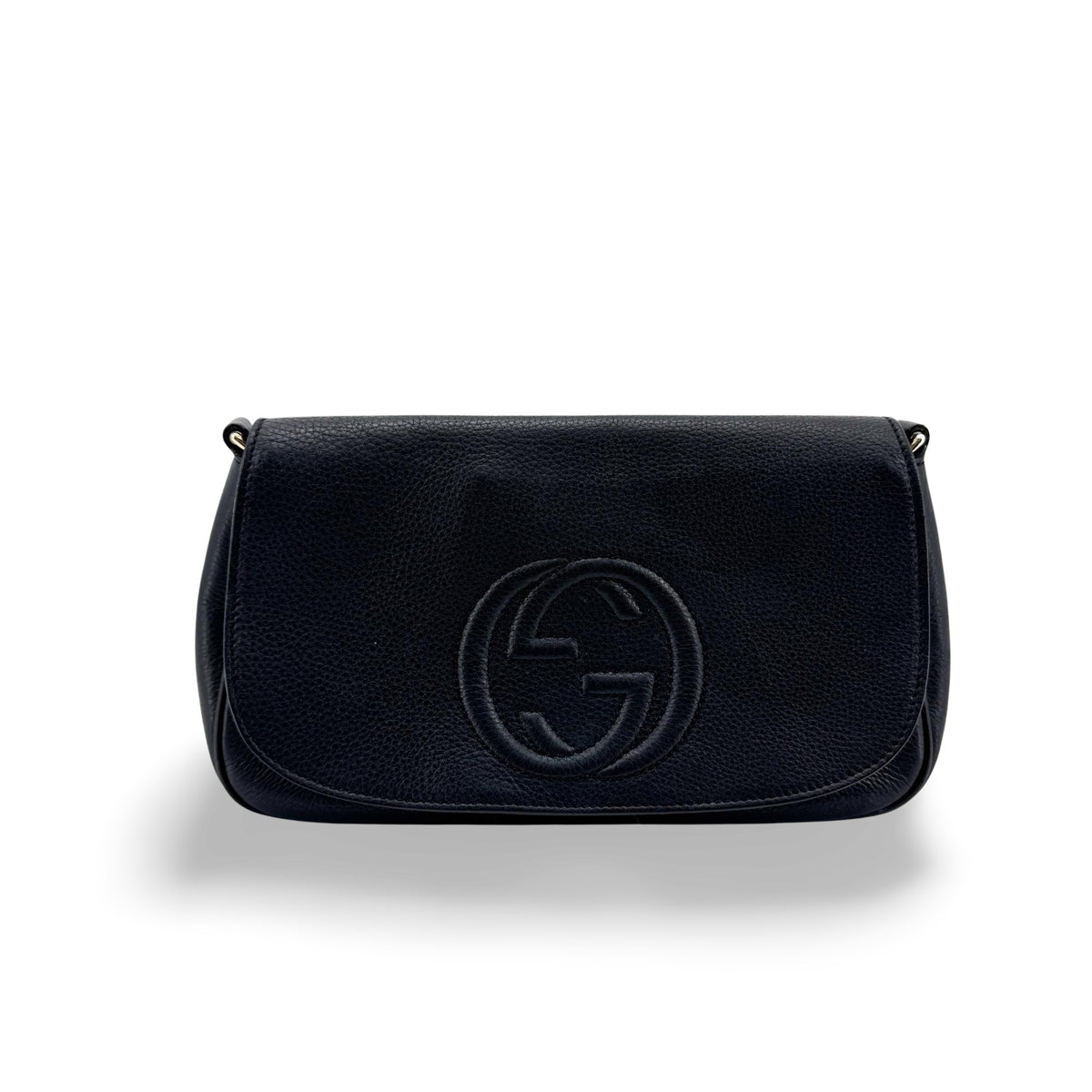 Gucci Soho Chain Leather Black Leather Crossbody Bag Bag (Pre-Owned)