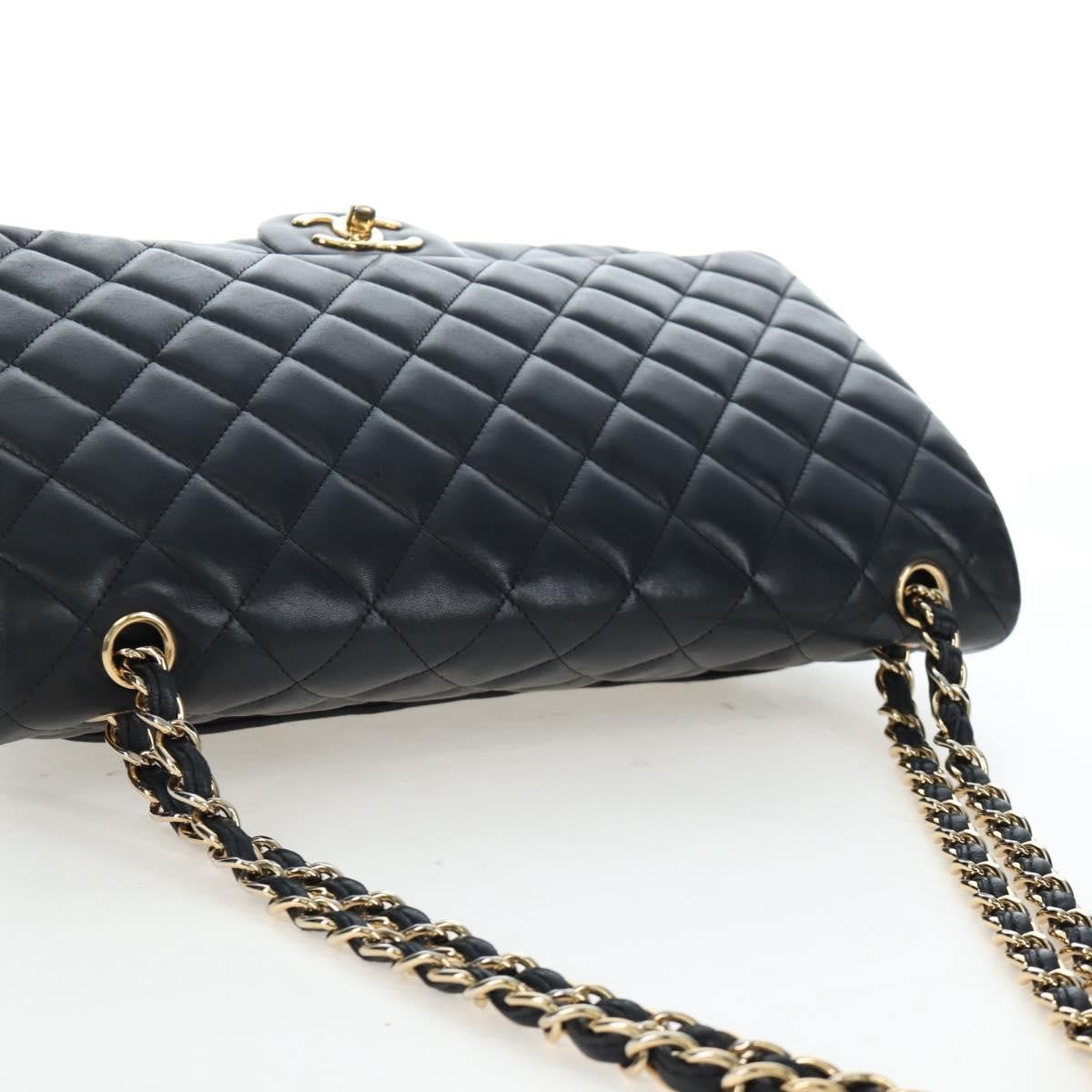 Chanel Classic Timeless Double Flap Quilted Caviar Black Leather Handbag (Pre-Owned)