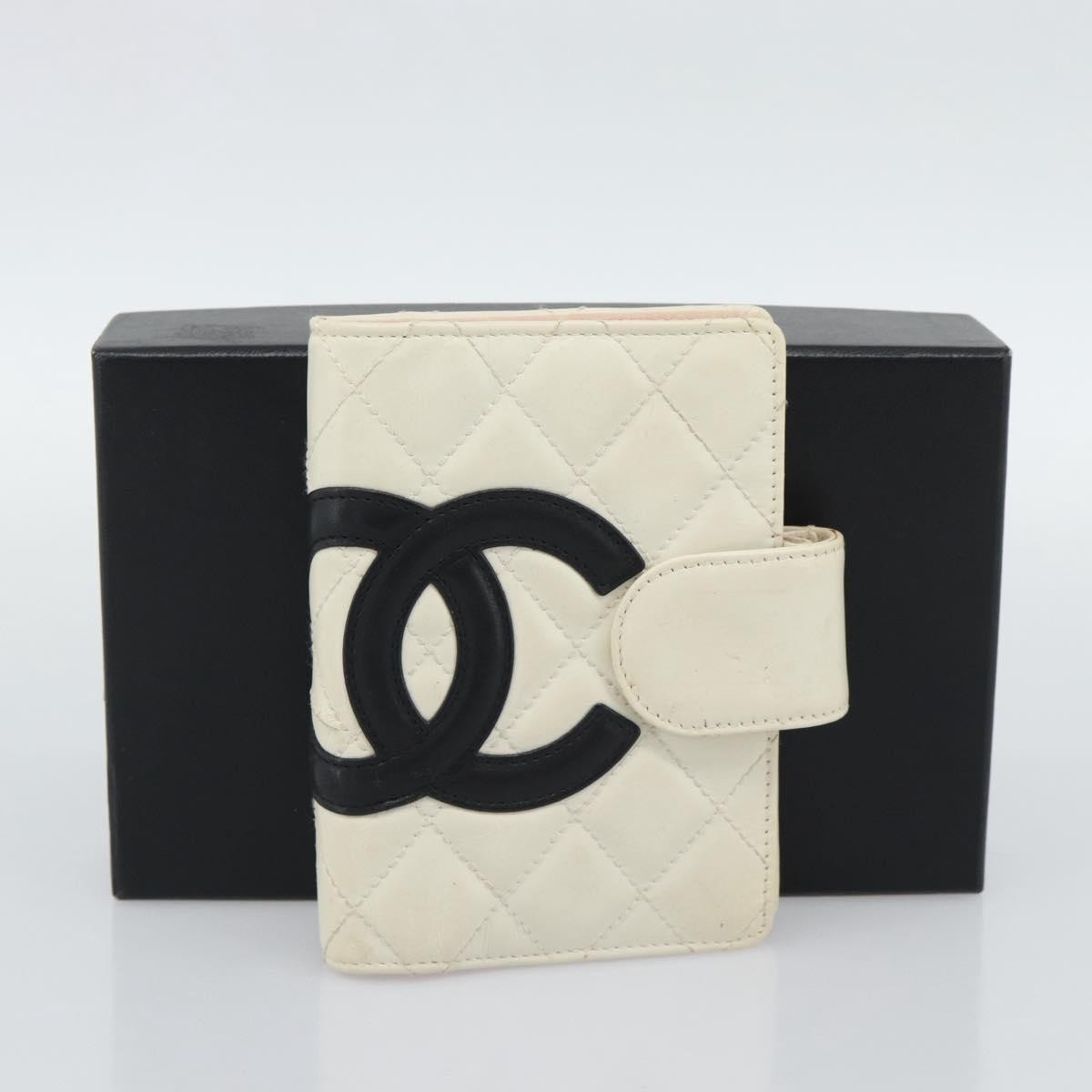Chanel Cambon Zipped Pocket Quilted Lambskin White Leather Wallets Accessory (Pre-Owned)