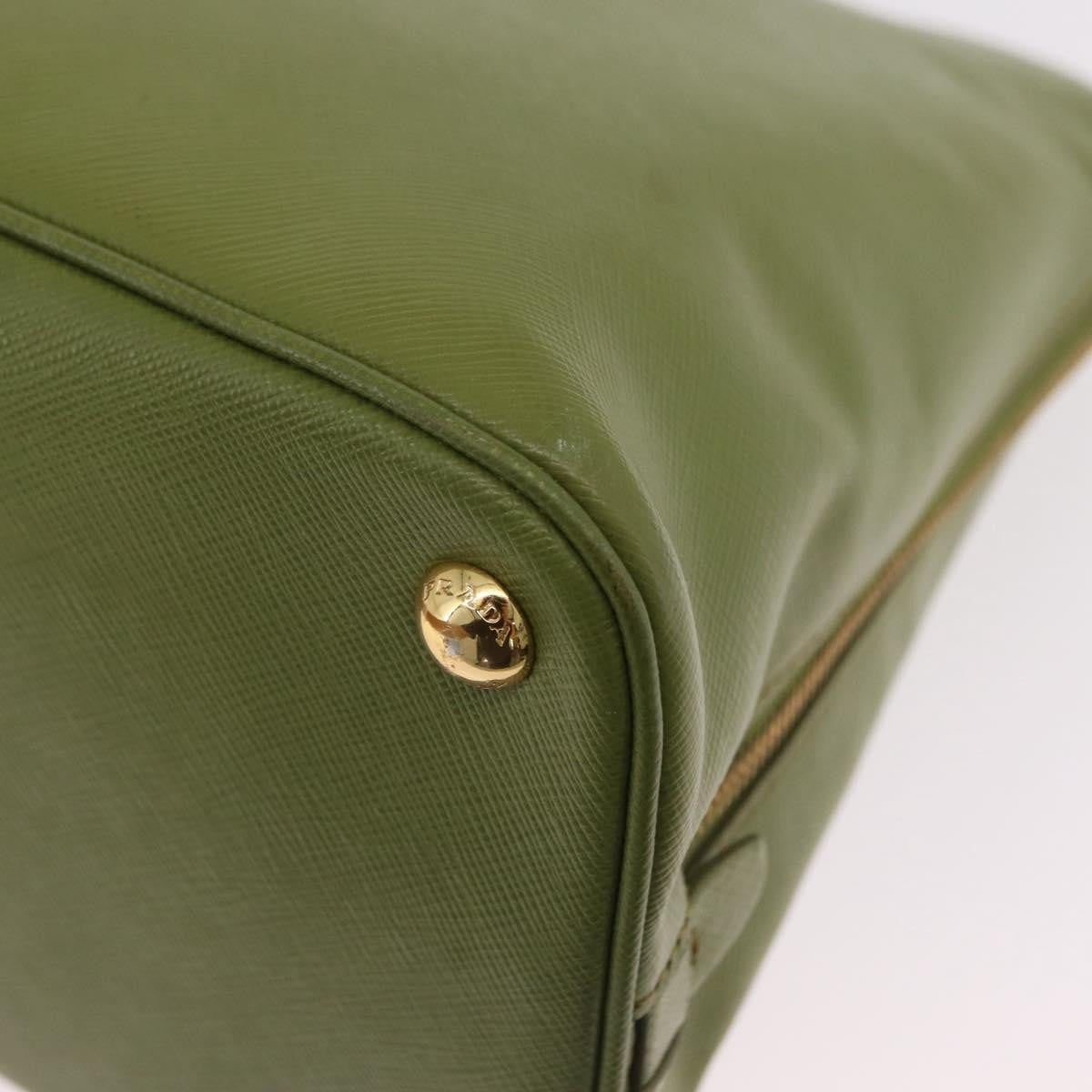 Prada Promenade Saffiano Leather Green Leather Handbag (Pre-Owned)