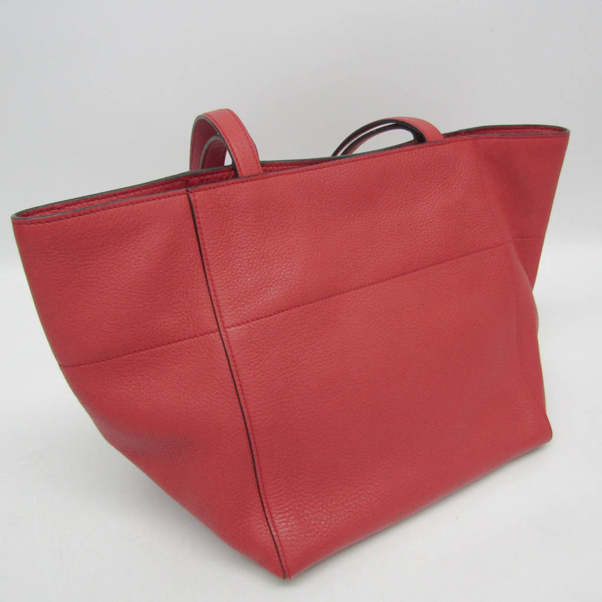 Prada Vintage Tote Leather Red Leather Tote Bag Bag (Pre-Owned)