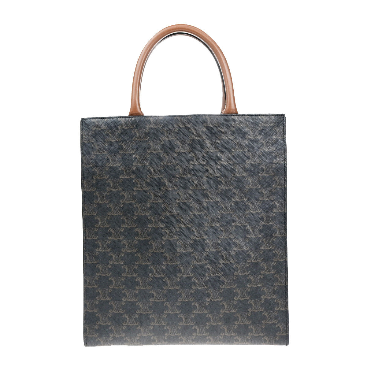 Celine Vertical Cabas Tote Triomphe Coated Canvas Brown Canvas Tote Bag Bag (Pre-Owned)