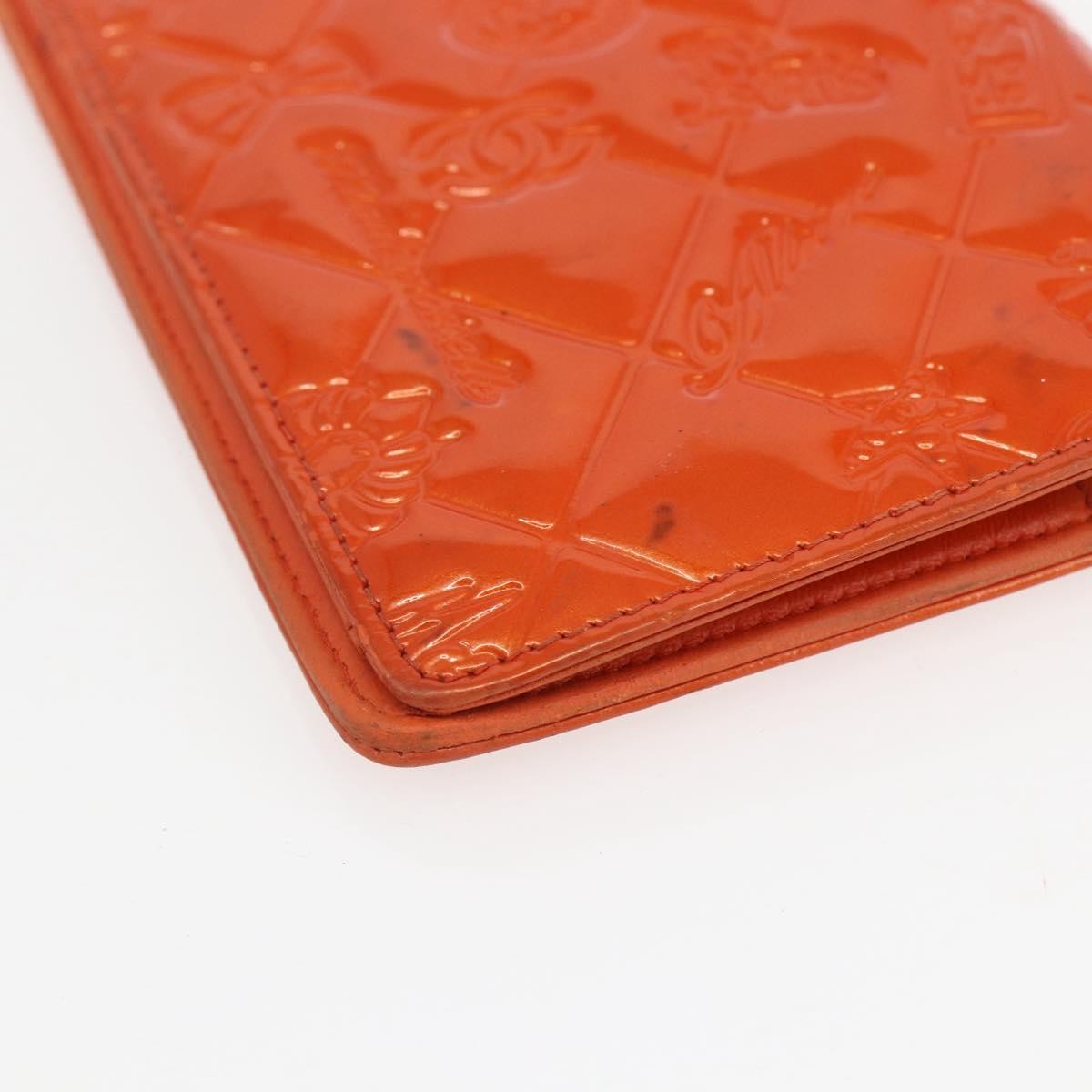 Chanel Lucky Symbols Yen Embossed Quilted Patent Orange Patent_Leather Wallets Accessory (Pre-Owned)