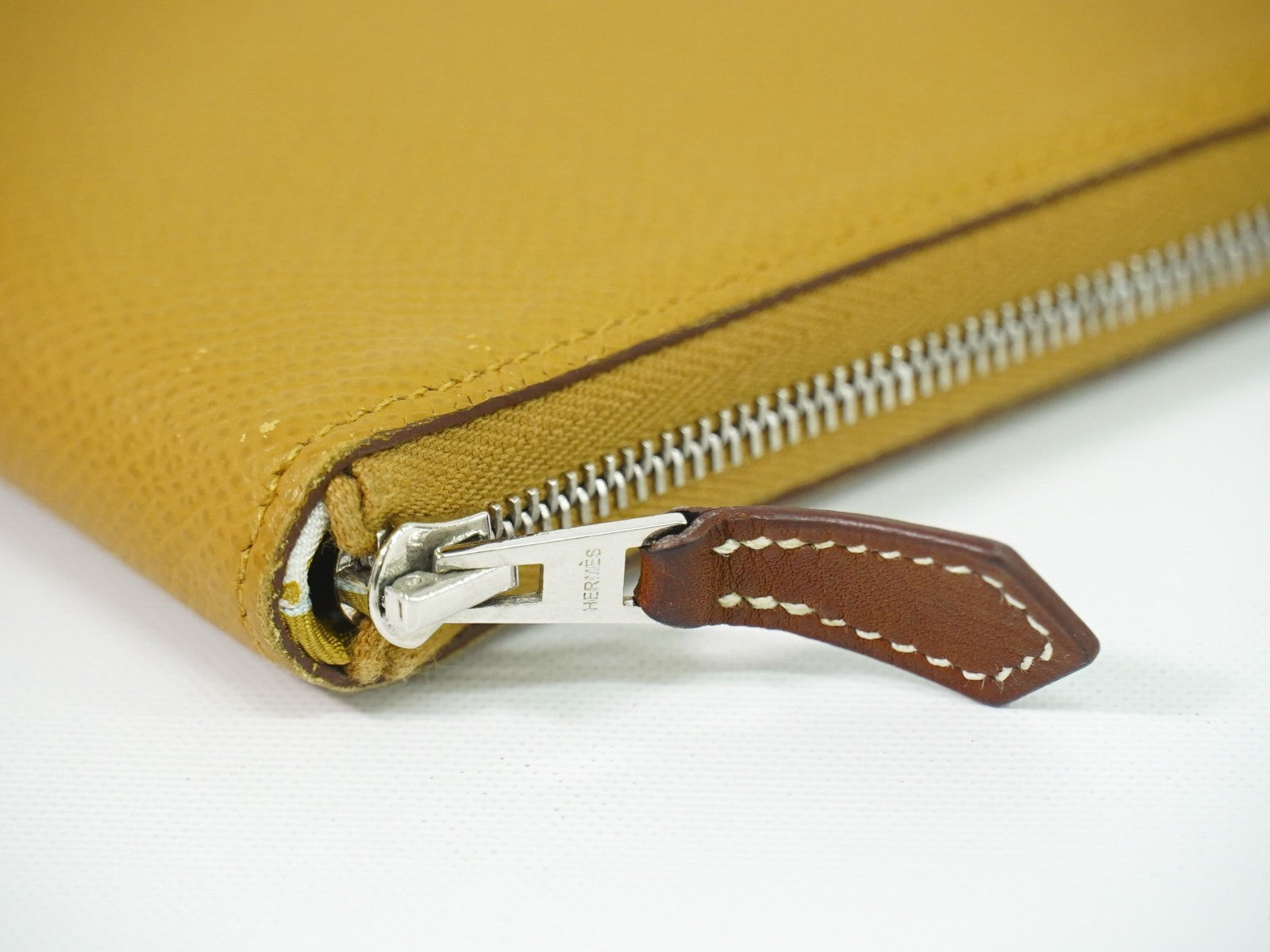 Hermes Azap Silkin Epsom Leather Silk Beige Leather Wallets Accessory (Pre-Owned)