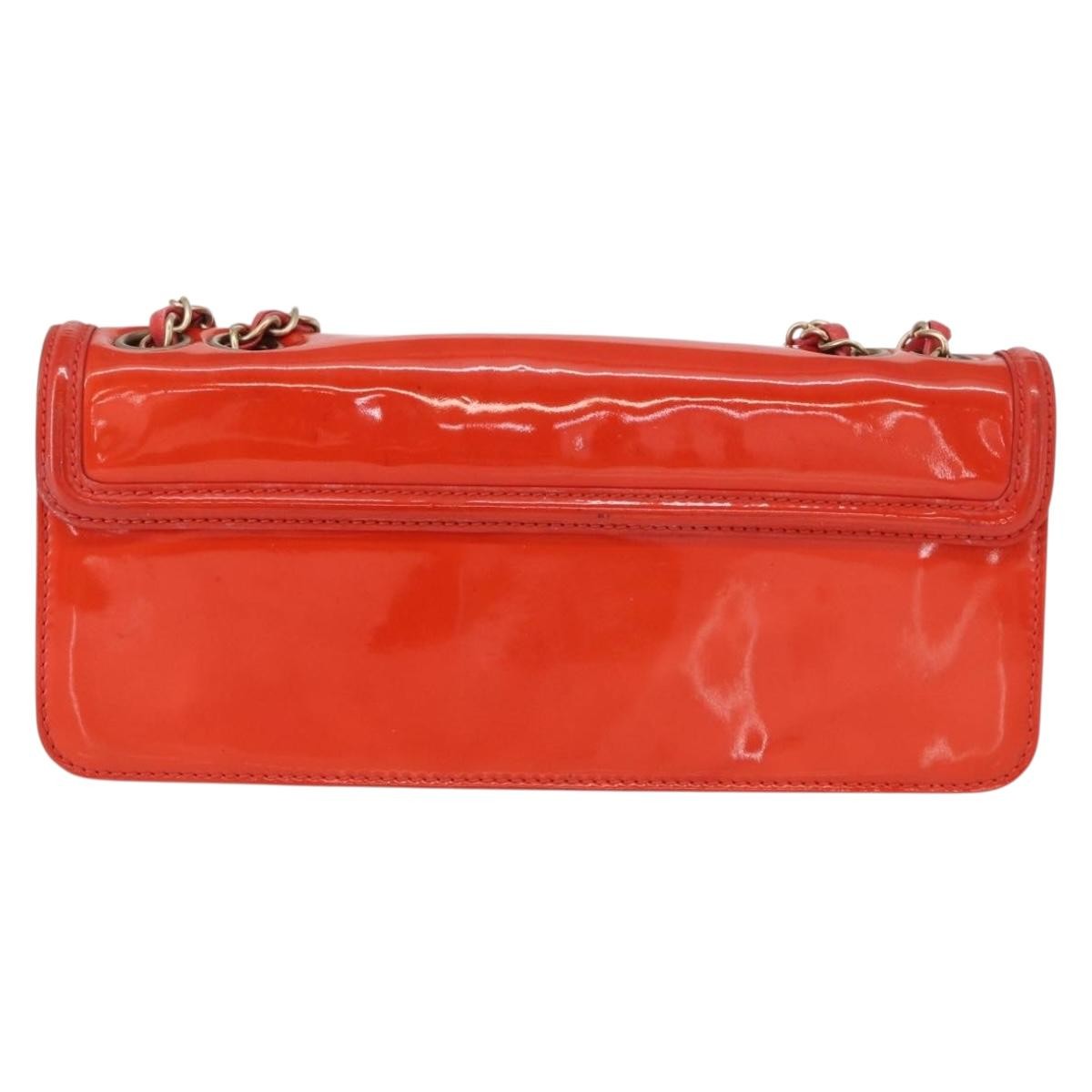 Chanel Mademoiselle Lock Flap Quilted Lambskin Orange Patent_Leather Shoulder Bag Bag (Pre-Owned)