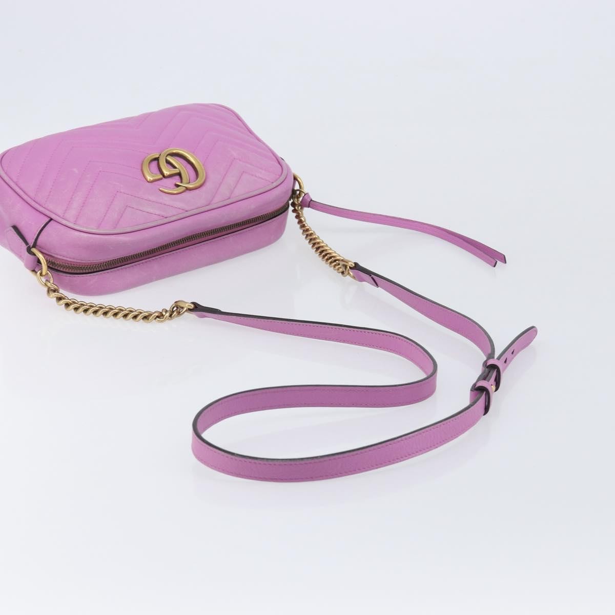 Gucci Gg Marmont Chain Matelasse Leather Pink Leather Crossbody Bag Bag (Pre-Owned)
