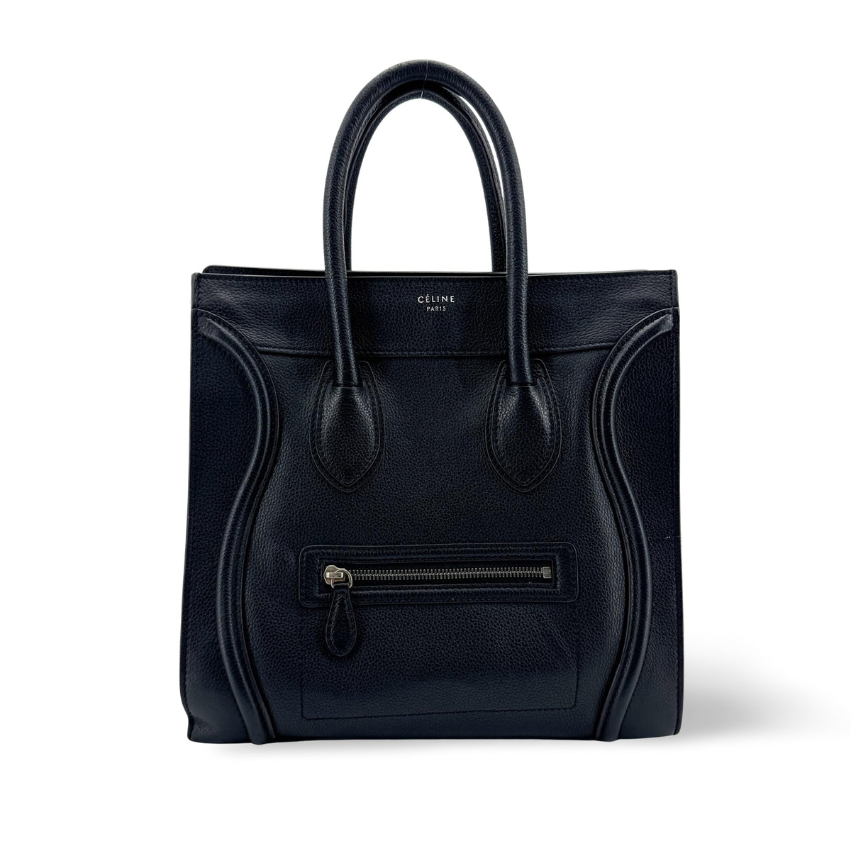 Celine Luggage Smooth Leather Black Leather Handbag (Pre-Owned)
