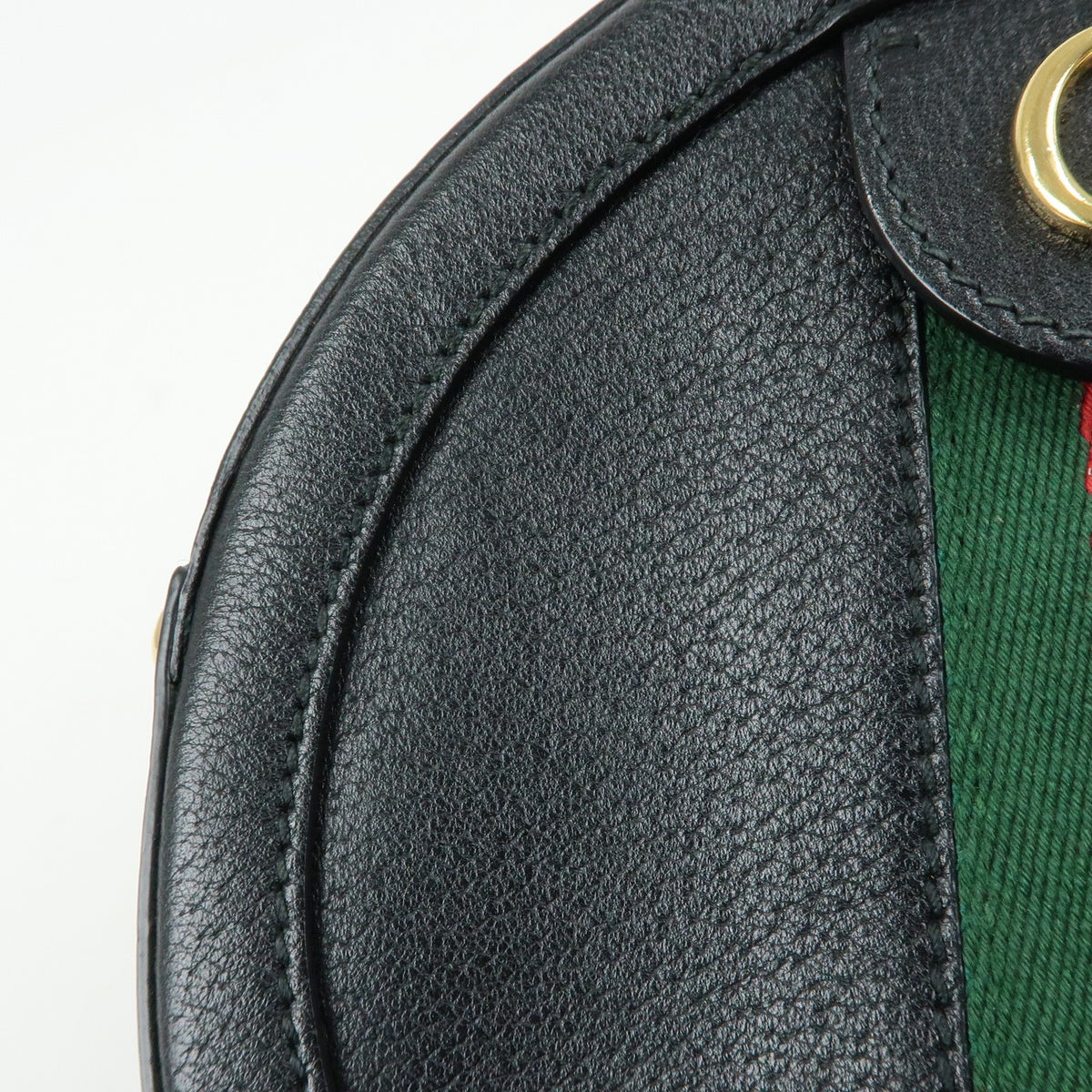 Gucci Ophidia Round Leather Black Leather Shoulder Bag Bag (Pre-Owned)