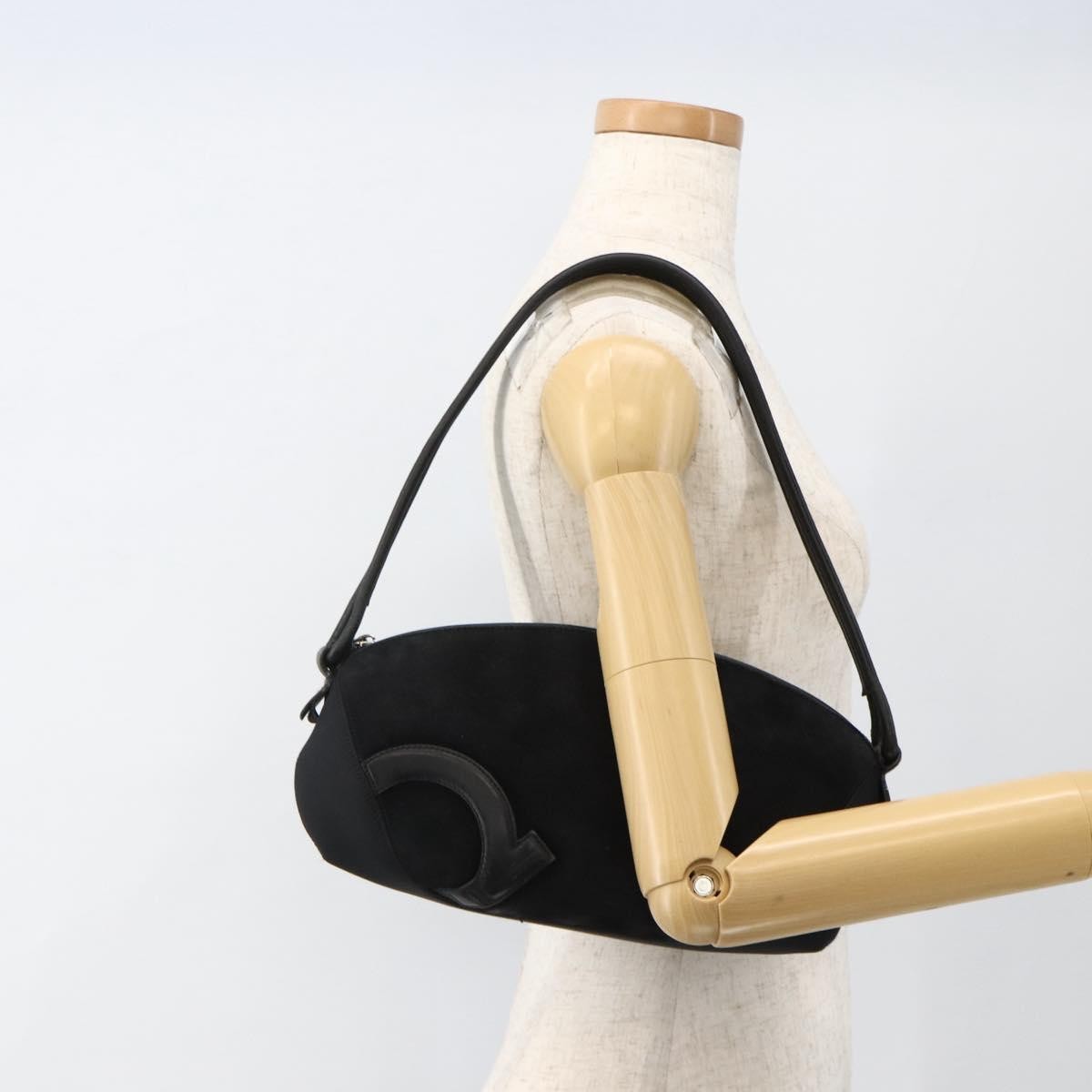 Salvatore Ferragamo Gancini Suede Black Suede Shoulder Bag Bag (Pre-Owned)