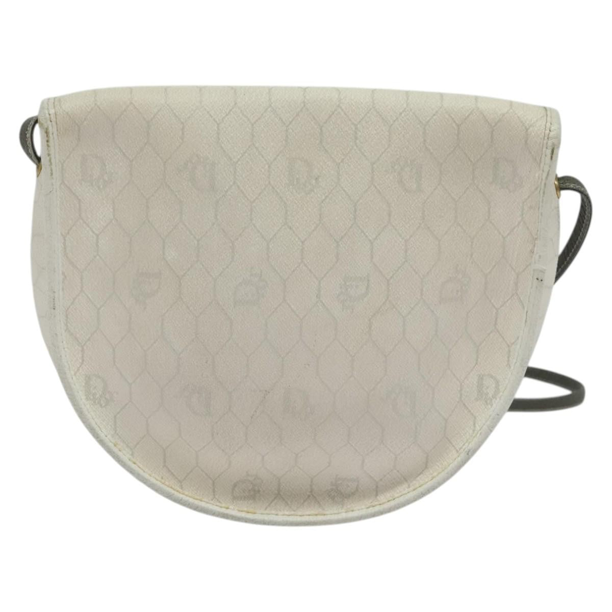 Christian Dior Vintage Honeycomb Canvas White Canvas Shoulder Bag Bag (Pre-Owned)