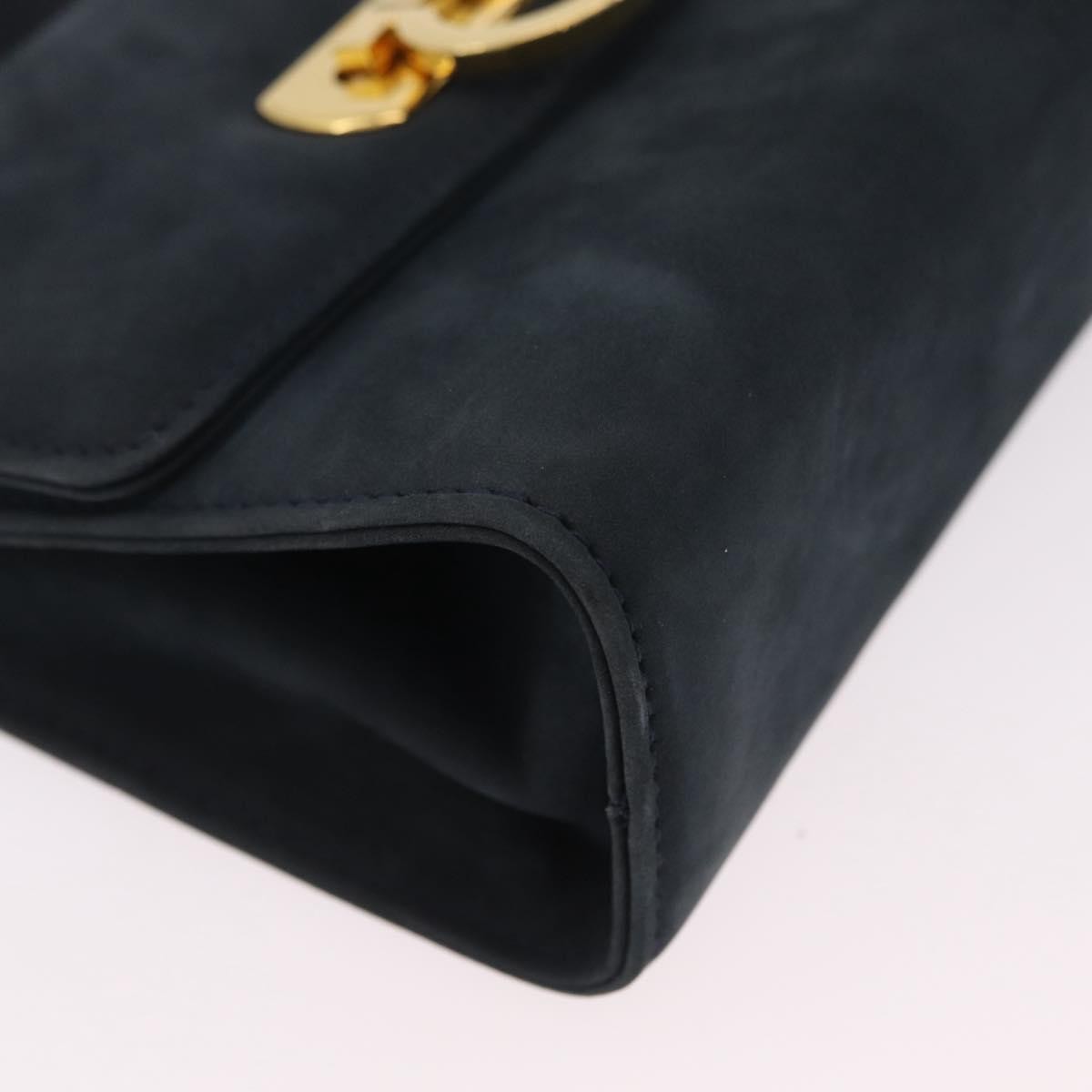 Salvatore Ferragamo Gancini Flap Suede Navy Suede Shoulder Bag Bag (Pre-Owned)