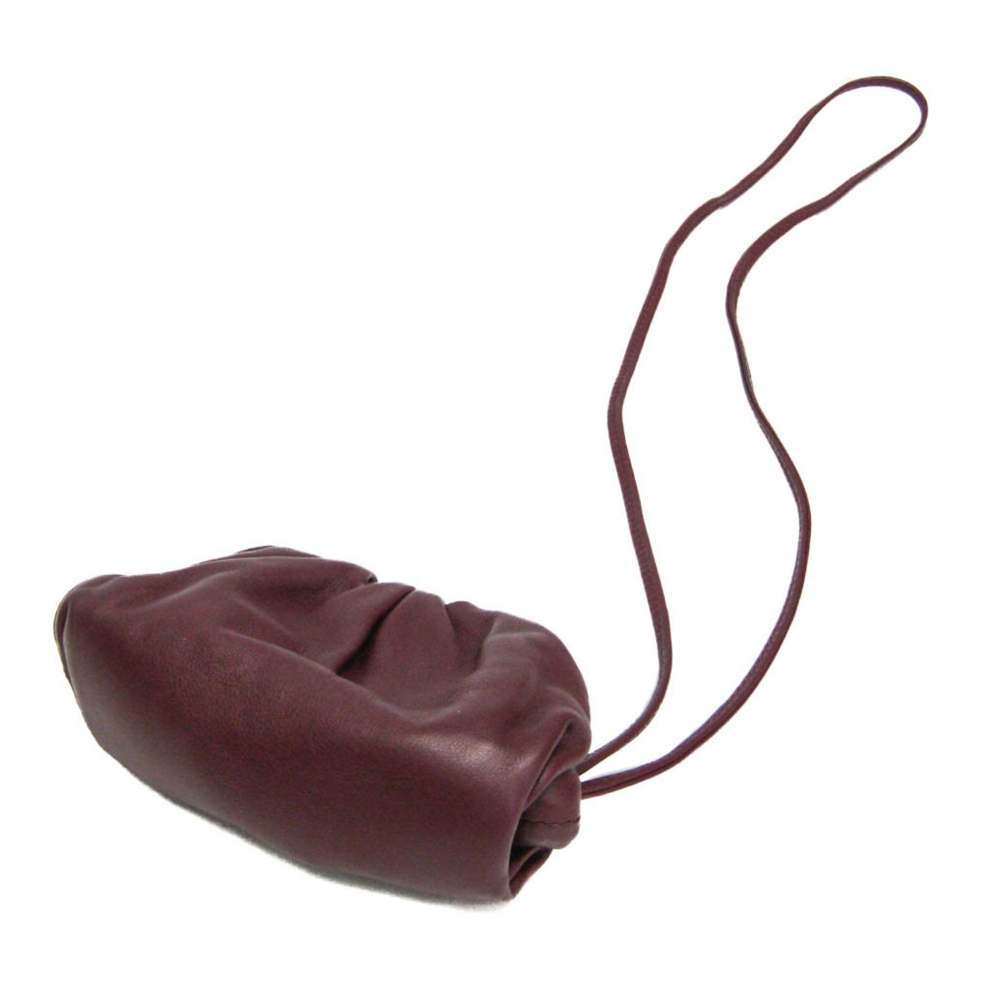 Bottega Veneta The Leather Burgundy Leather Clutche & Pouche Bag (Pre-Owned)