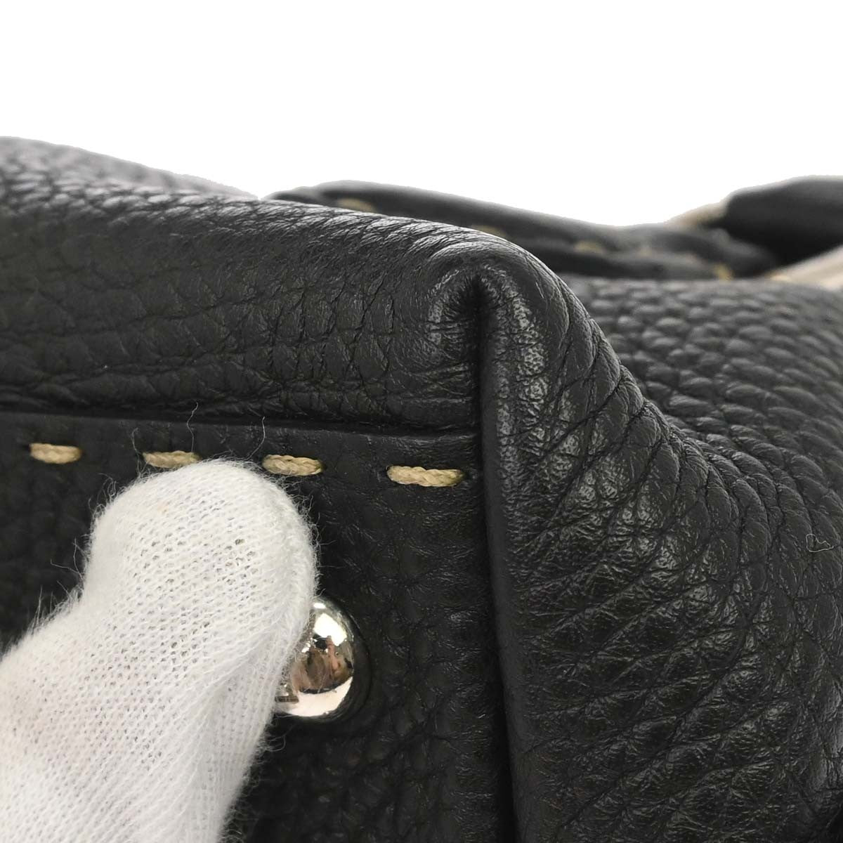 Fendi Selleria Frame Doctor Leather Black Leather Handbag (Pre-Owned)