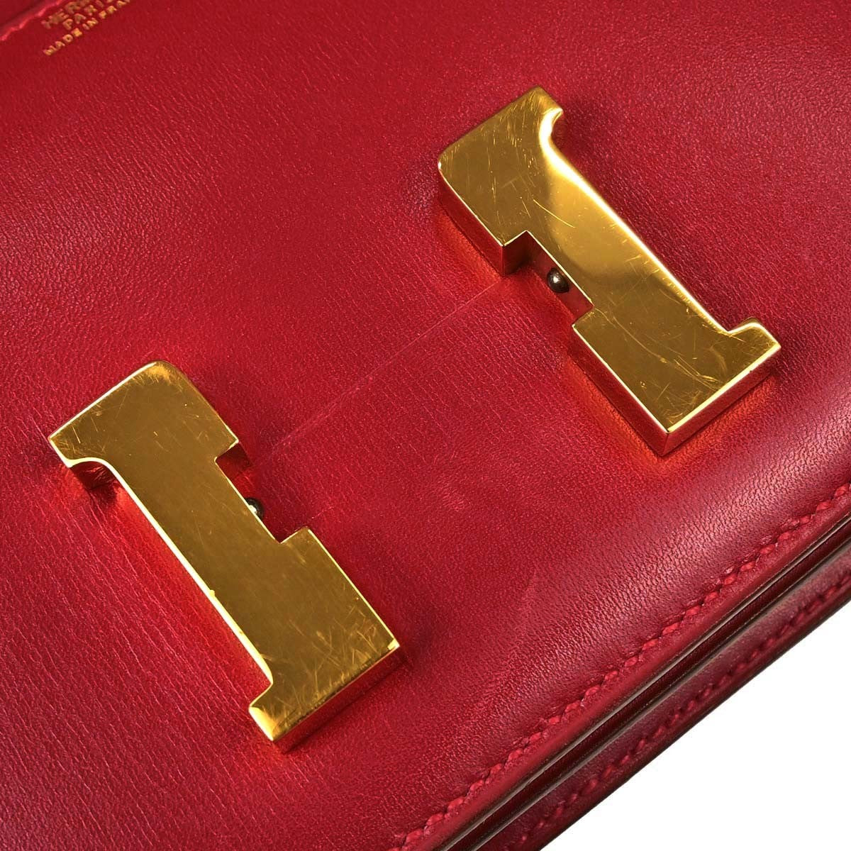 Hermes Constance Chamonix Red Leather Shoulder Bag Bag (Pre-Owned)