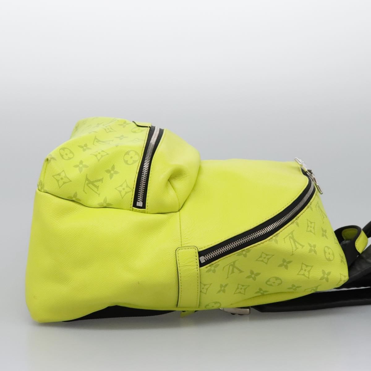Louis Vuitton Discovery Monogram Taigarama Yellow Leather Backpack Bag (Pre-Owned)