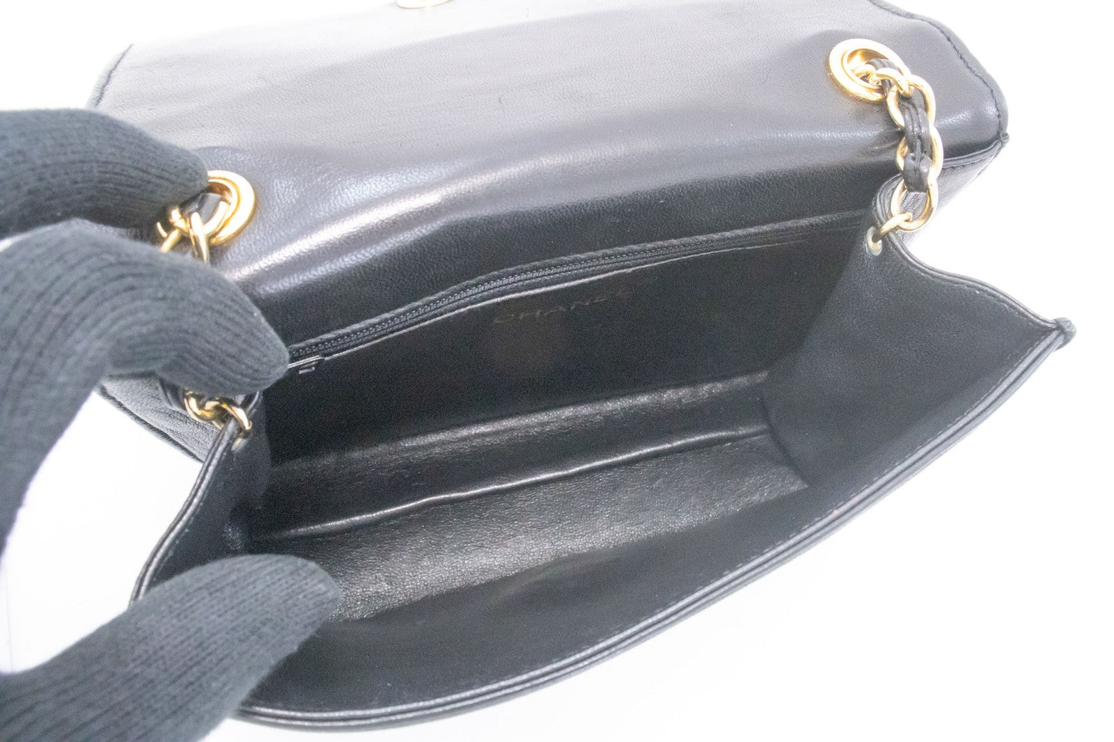 Chanel Vintage Curve Cc Flap Quilted Lambskin Black Leather Shoulder Bag Bag (Pre-Owned)