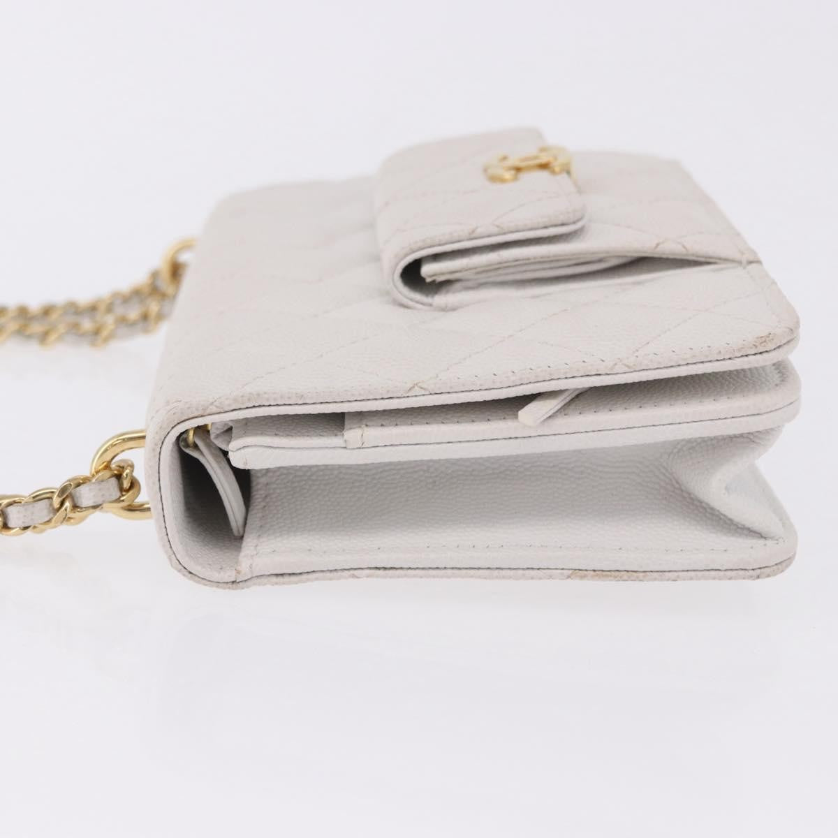 Chanel Pocket Twins Wallet On Chain Quilted Caviar White Leather Shoulder Bag Bag (Pre-Owned)