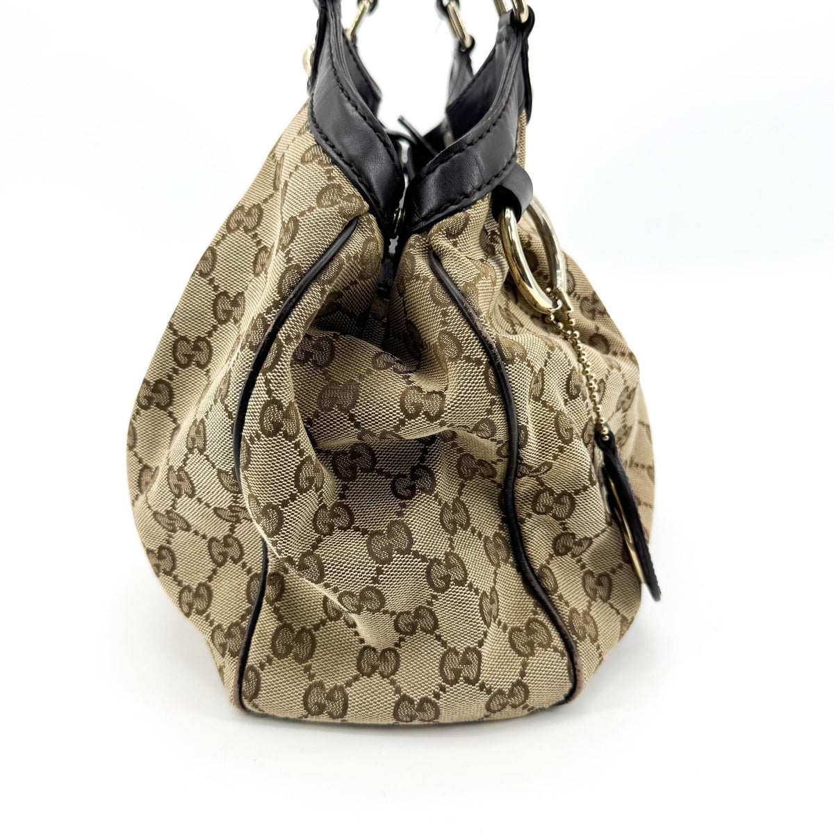 Gucci Sukey Tote Gg Canvas And Leather Beige Canvas Tote Bag Bag (Pre-Owned)
