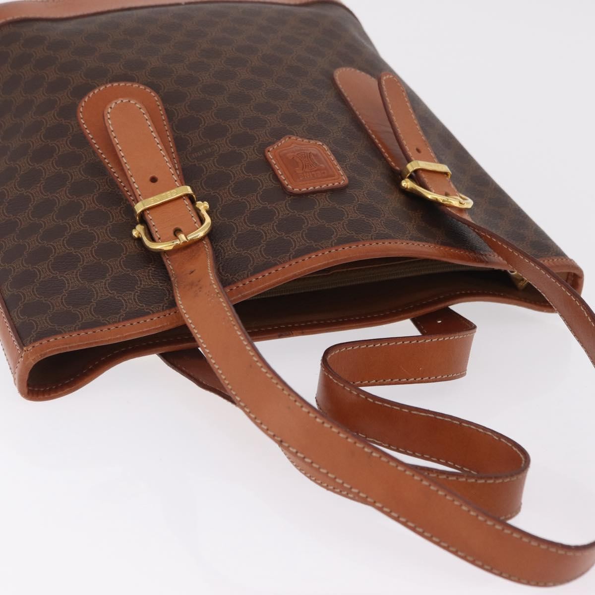 Celine Vintage Macadam Shopper Coated Canvas Brown Canvas Tote Bag Bag (Pre-Owned)