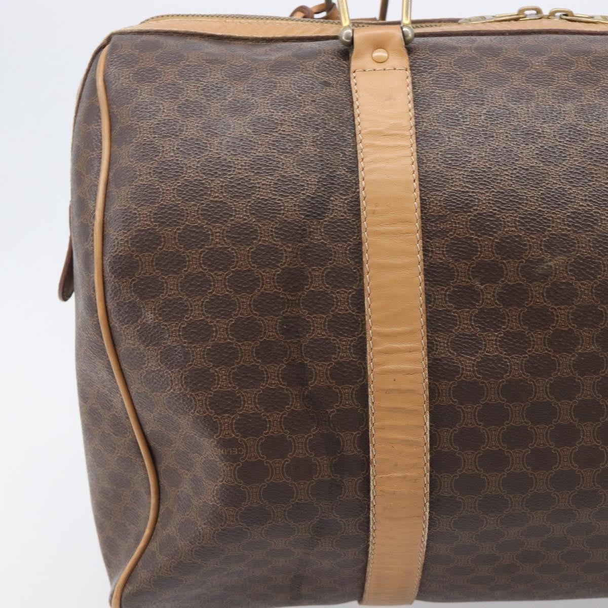 Celine Vintage Duffle Macadam Coated Canvas Brown Canvas Handbag (Pre-Owned)