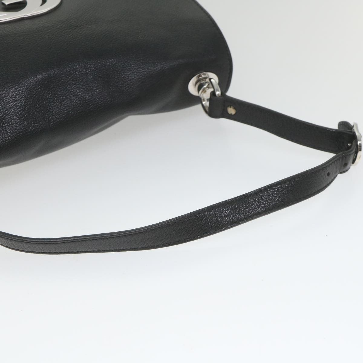 Gucci Blondie Flap Leather Black Leather Shoulder Bag Bag (Pre-Owned)