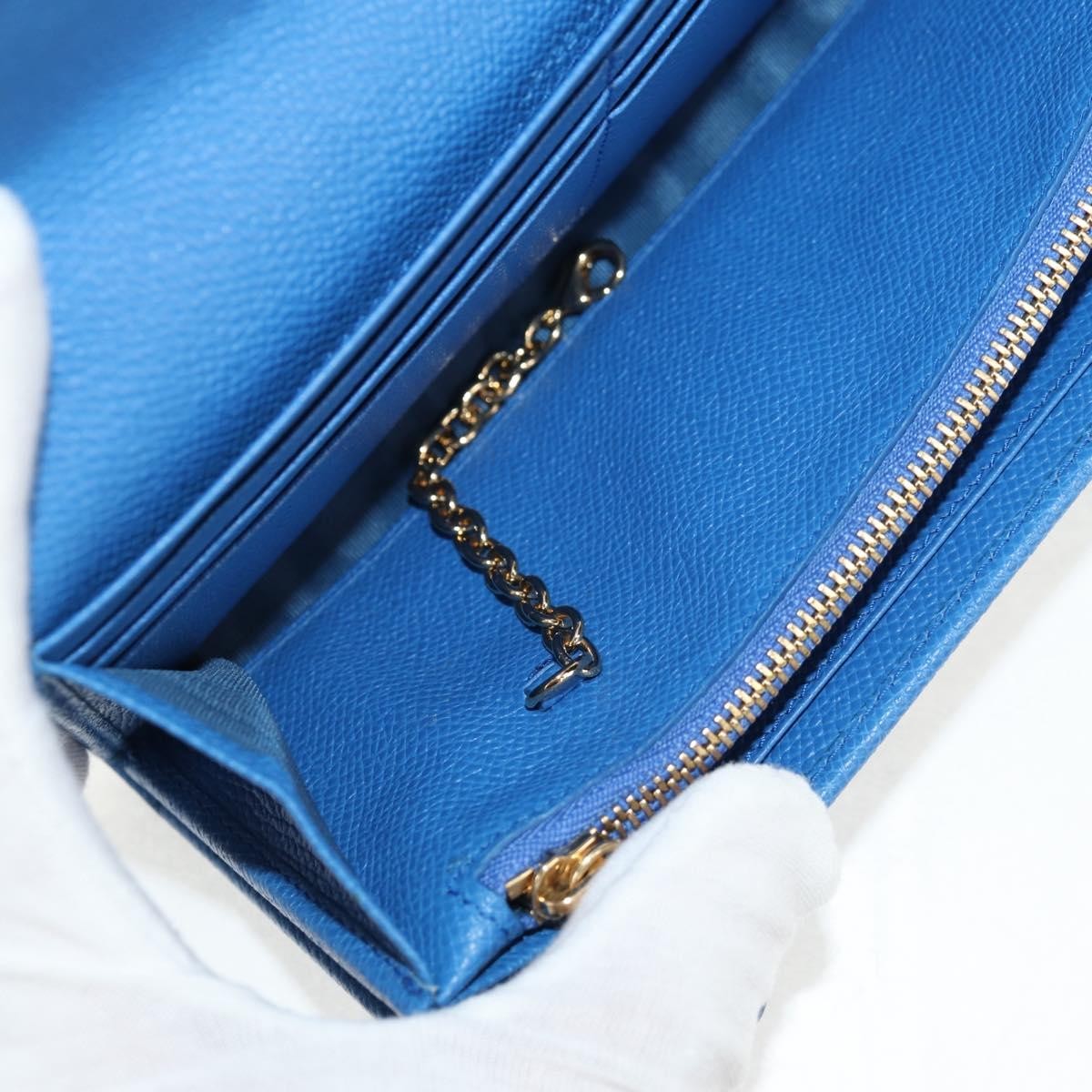 Salvatore Ferragamo Gancini Flap Continental Leather Blue Leather Wallets Accessory (Pre-Owned)