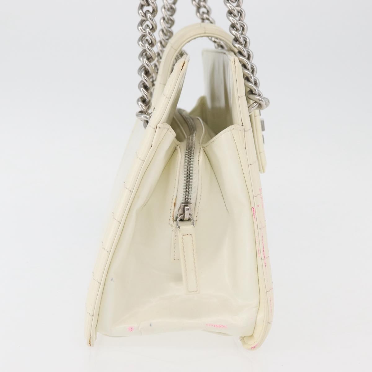 Chanel Boy Tote Glazed Calfskin White Patent_Leather Shoulder Bag Bag (Pre-Owned)