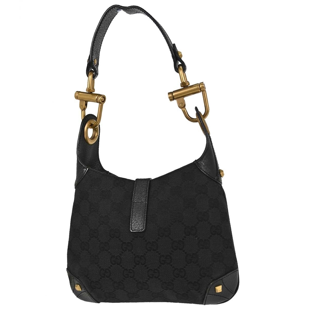 Gucci Piston Lock Jackie Hobo Gg Canvas Black Canvas Shoulder Bag Bag (Pre-Owned)