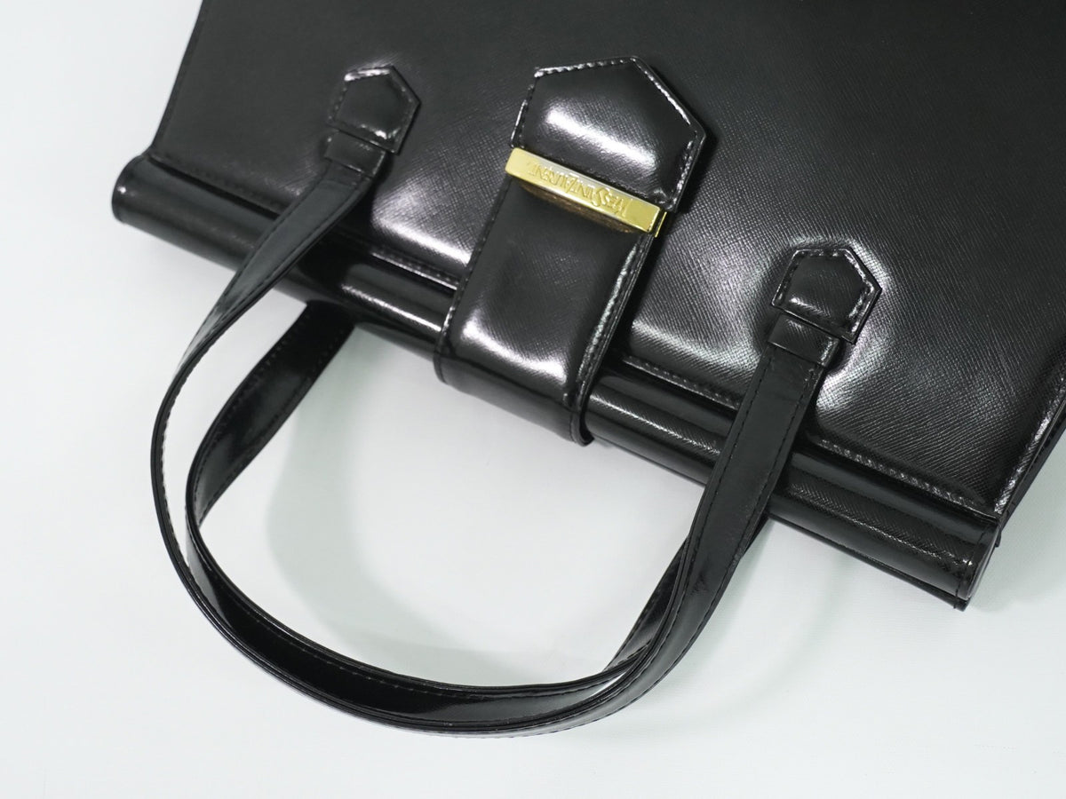 Saint Laurent Vintage Leather Black Leather Handbag (Pre-Owned)