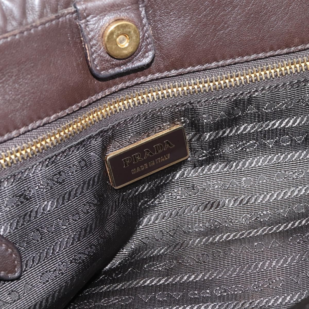 Prada Gaufre Nappa Leather Brown Leather Tote Bag Bag (Pre-Owned)