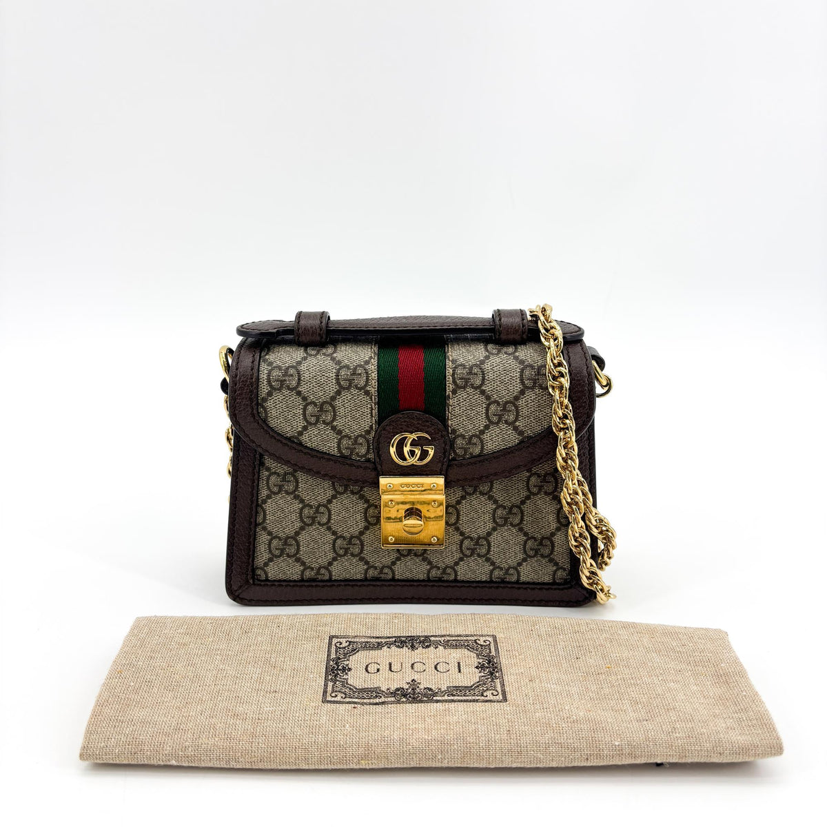 Gucci Ophidia Gg Coated Canvas And Leather Brown Canvas Backpack Bag (Pre-Owned)