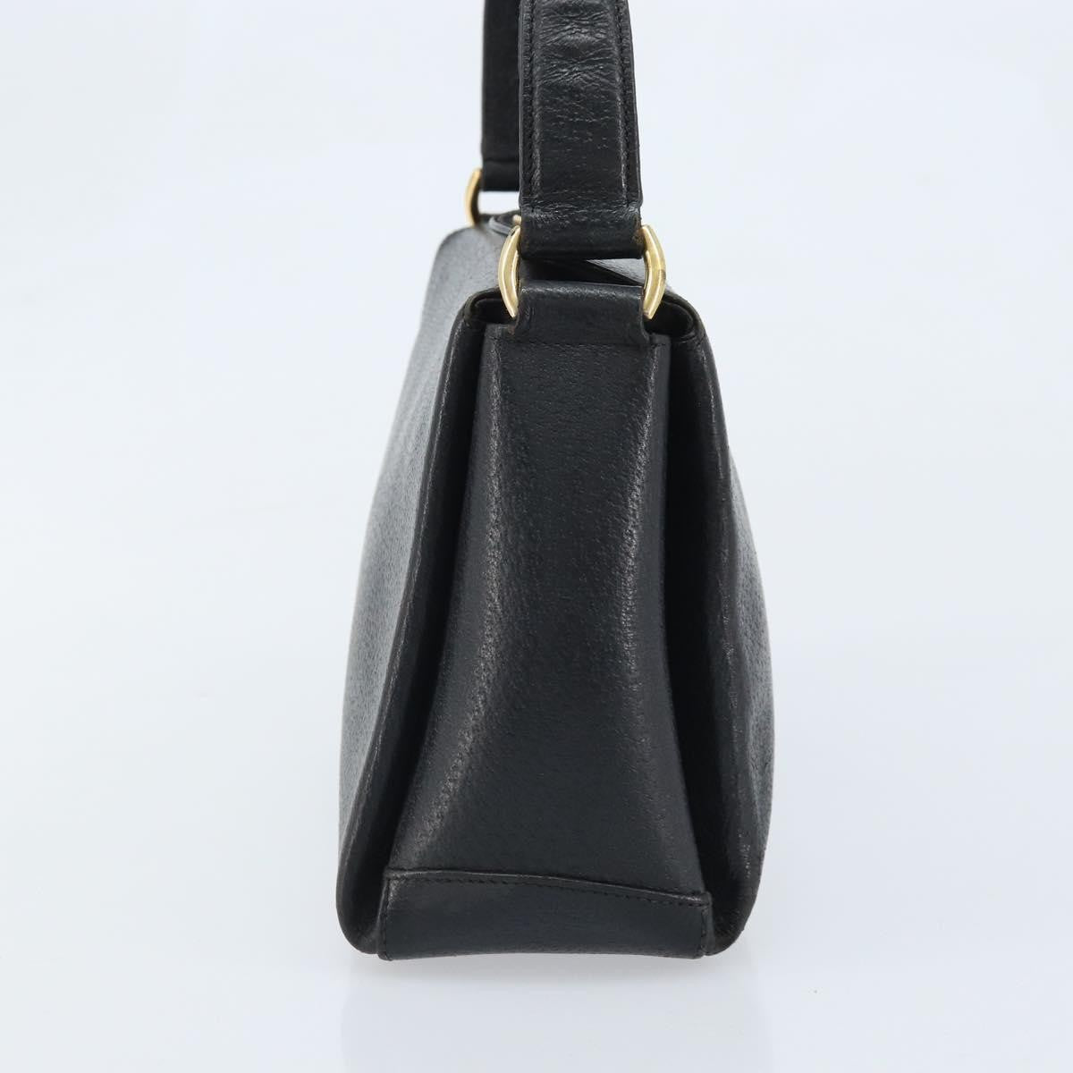 Gucci Vintage Convertible Bamboo Box Leather Black Leather Handbag (Pre-Owned)