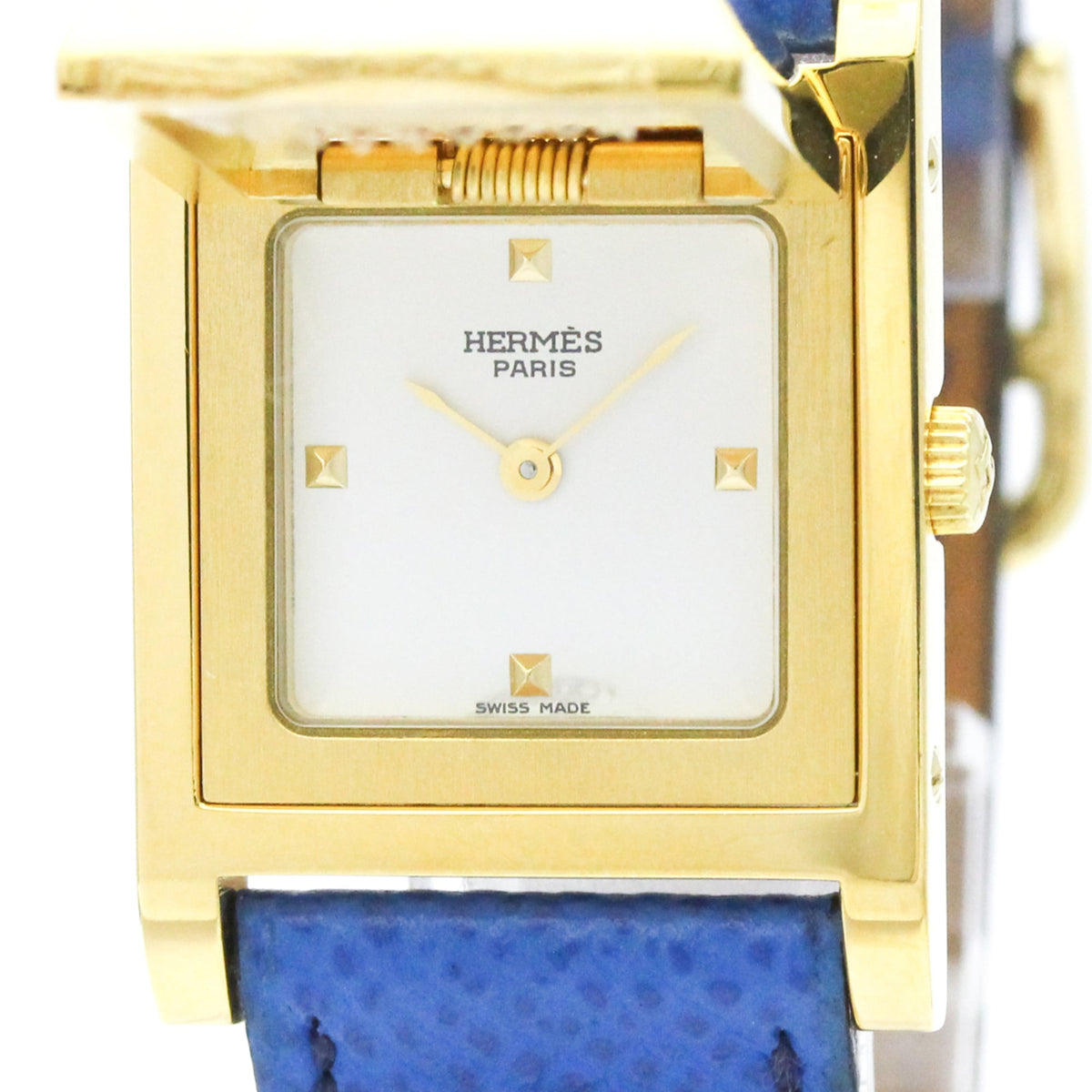 Hermes Medor Quartz Plated Metal And Leather Watch (Pre-Owned)