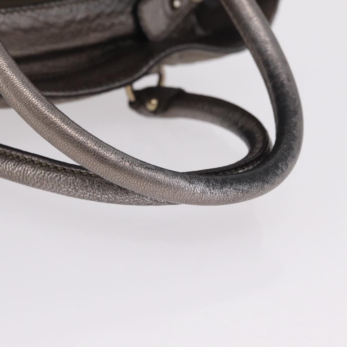 Salvatore Ferragamo Gancini Top Handle Leather Silver Leather Handbag (Pre-Owned)