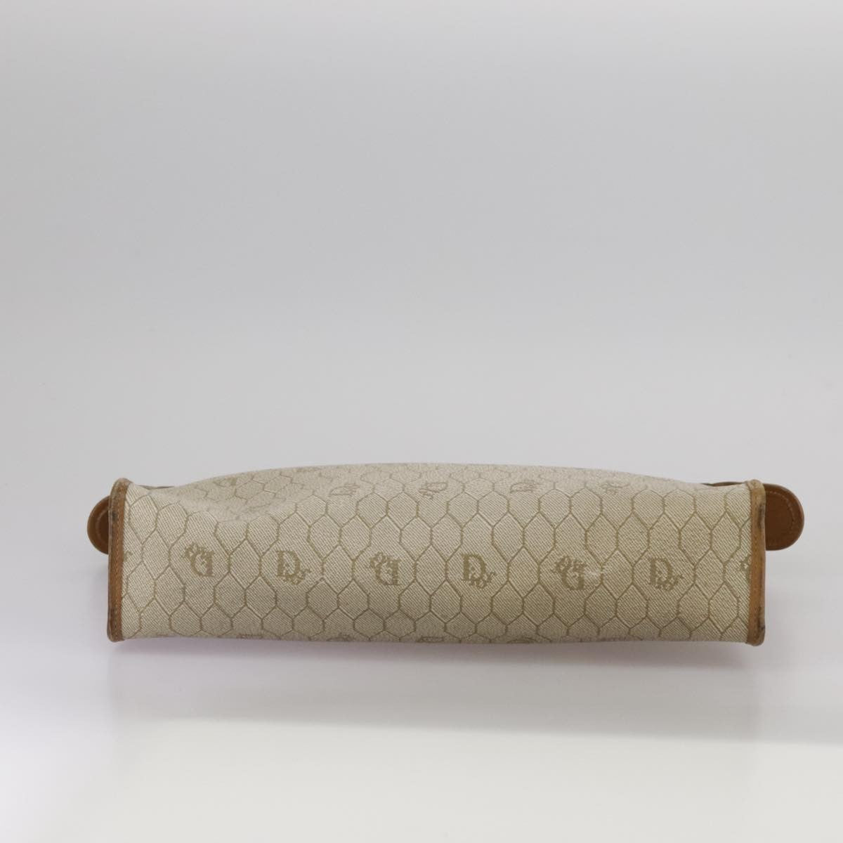 Christian Dior Vintage Honeycomb Zip Canvas And Leather Beige Canvas Clutche & Pouche Bag (Pre-Owned)