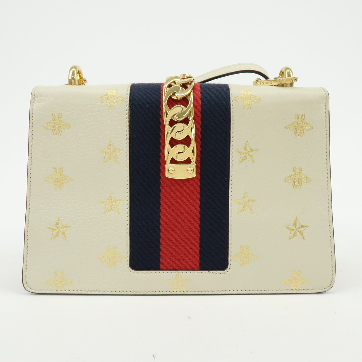 Gucci Sylvie Belt Leather Beige Calfskin Handbag (Pre-Owned)