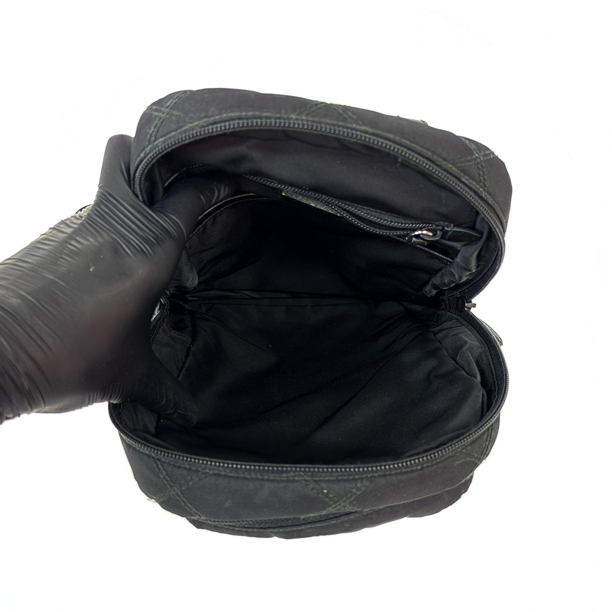 Prada Zip Sling Re-Nylon Black Nylon Backpack Bag (Pre-Owned)