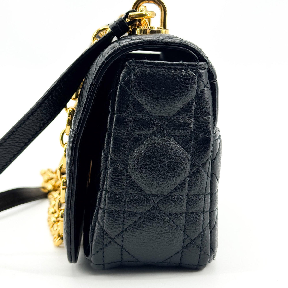 Christian Dior Caro Cannage Quilt Calfskin Black Leather Handbag (Pre-Owned)
