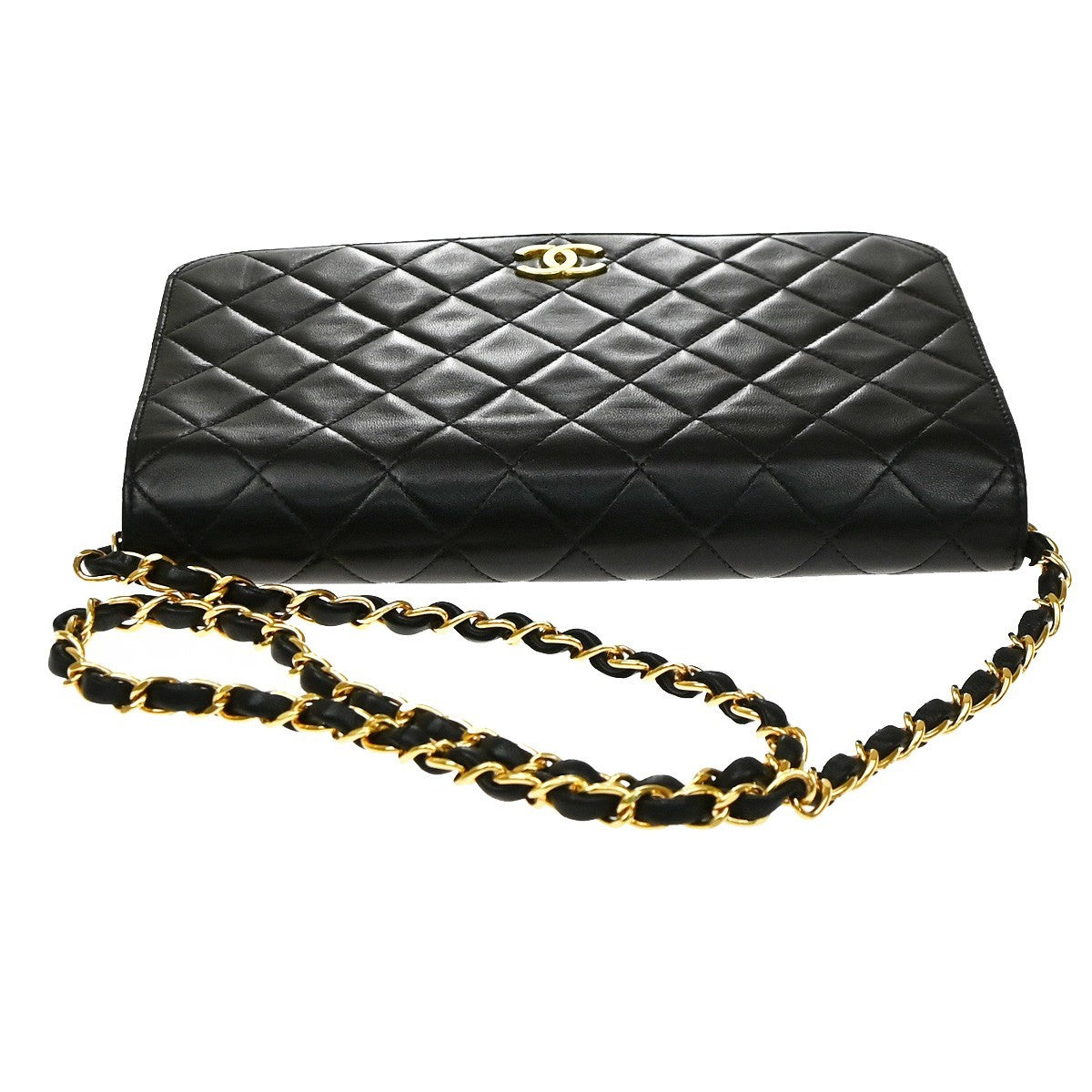 Chanel Cc Full Flap Wallet On Chain Quilted Caviar Black Leather Crossbody Bag Bag (Pre-Owned)
