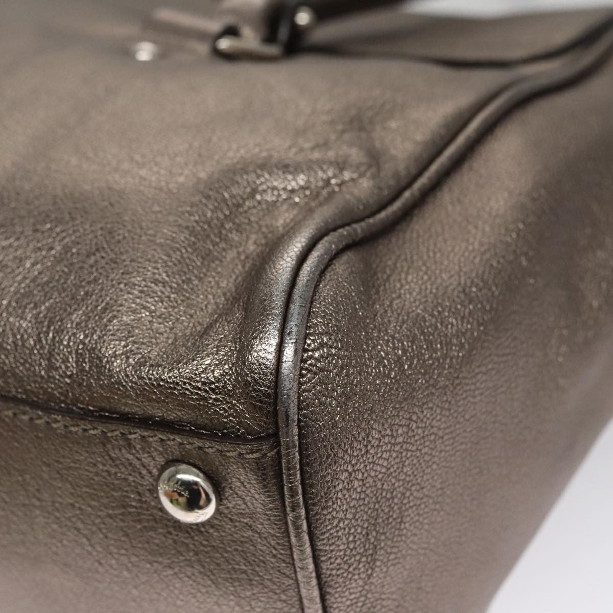Salvatore Ferragamo Sofia Satchel Leather Silver Leather Handbag (Pre-Owned)